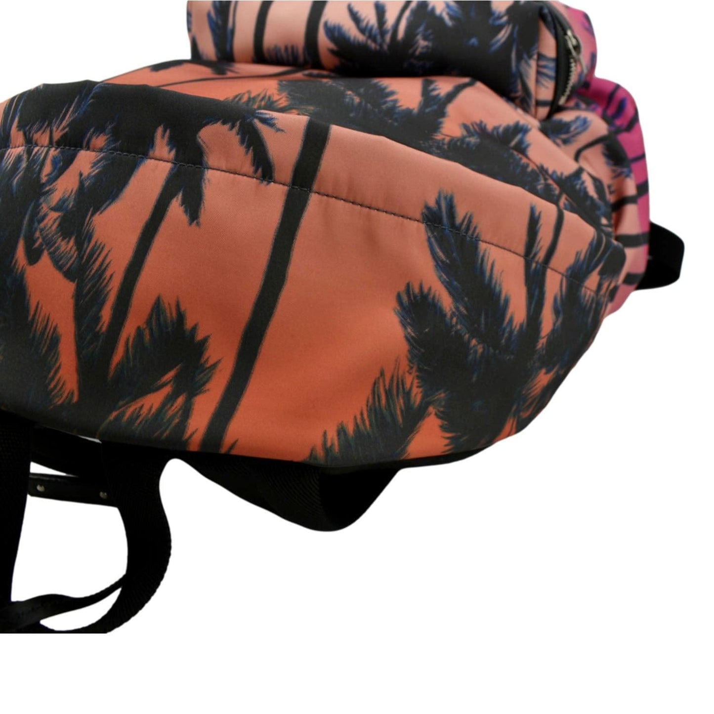 SAINT LAURENT City Palm Print Canvas Backpack Bag Orange