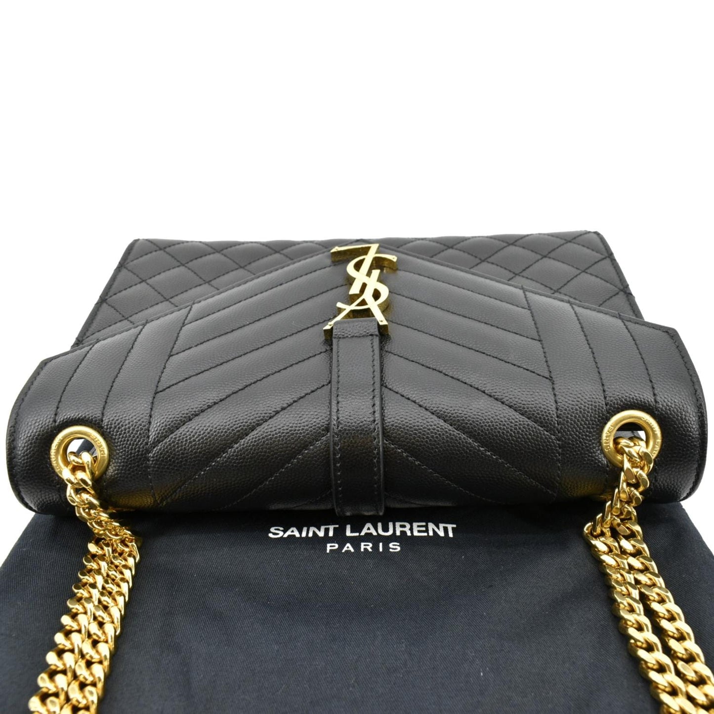 SAINT LAURENT Envelope Medium Matelasse Leather Crossbody Bag Black