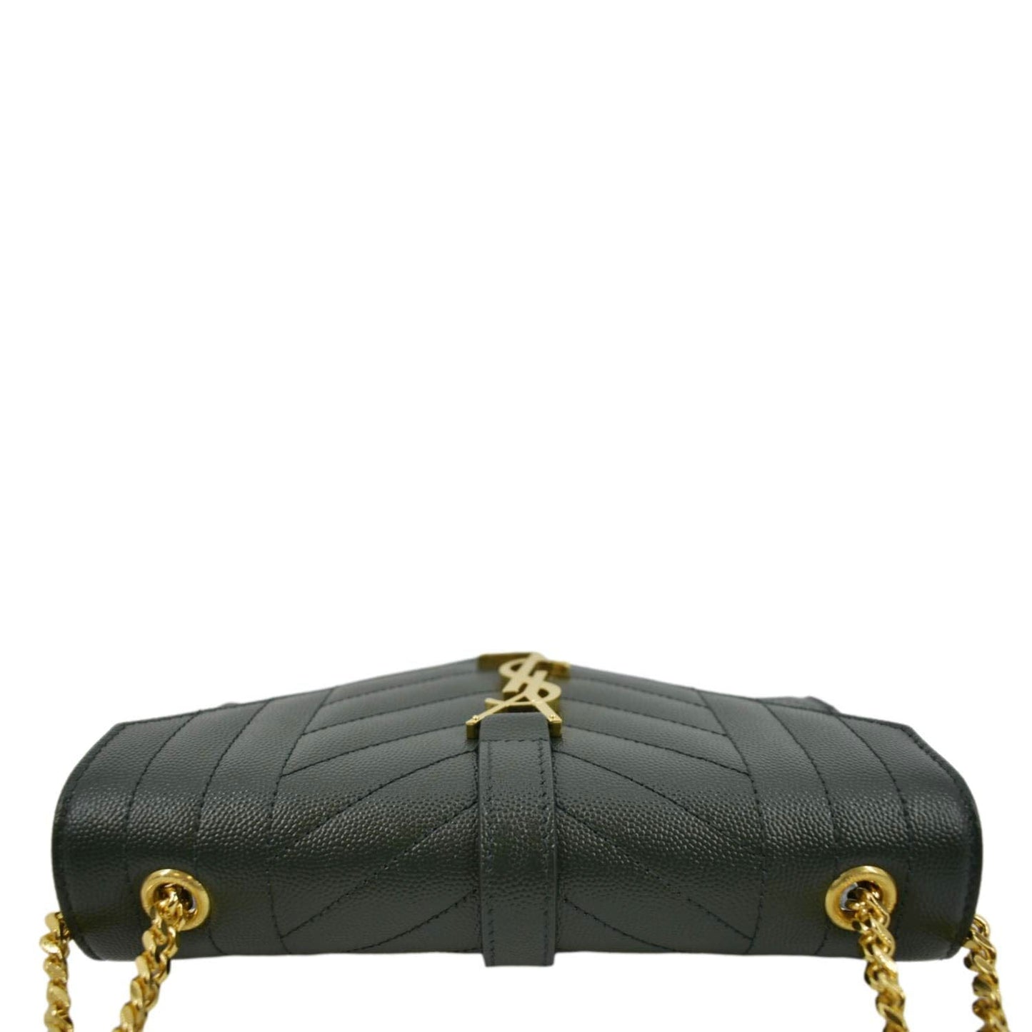 SAINT LAURENT Small Envelope MatelassÃÂ© Leather Shoulder Bag Green
