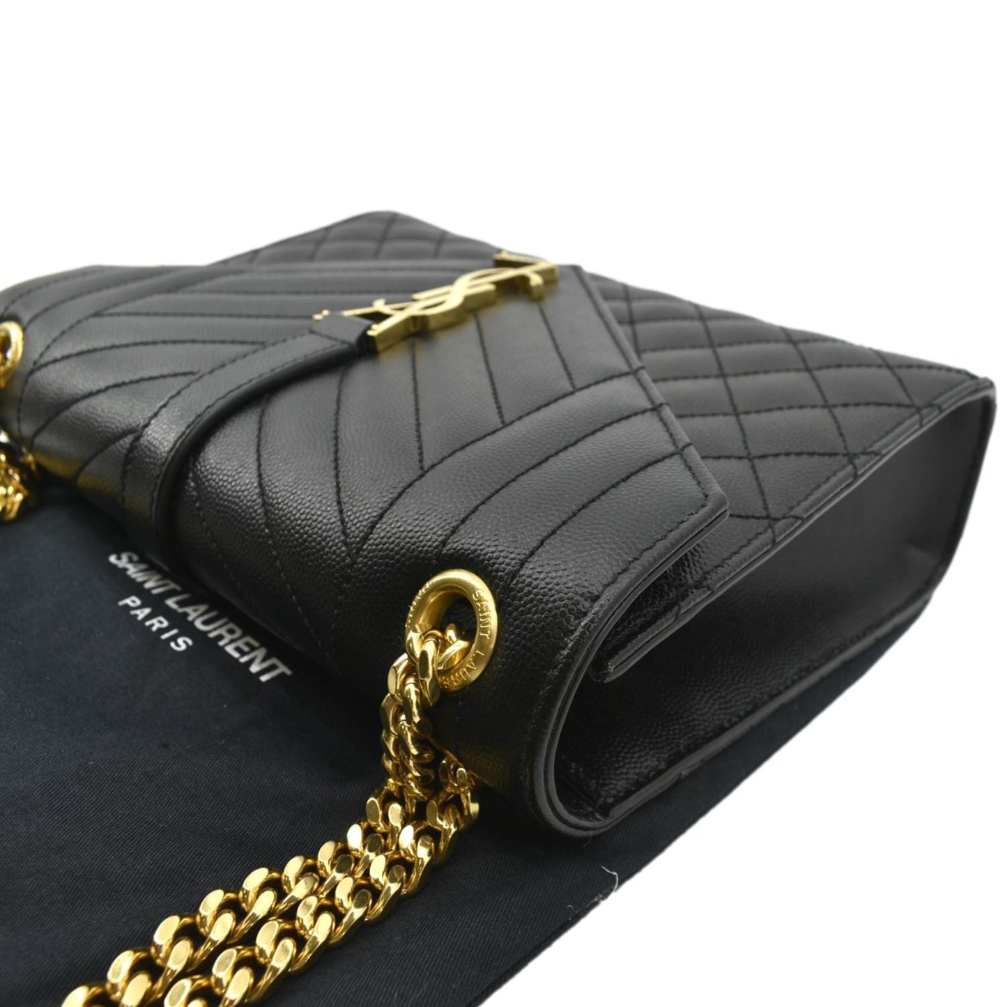 SAINT LAURENT Envelope Medium Matelasse Leather Crossbody Bag Black