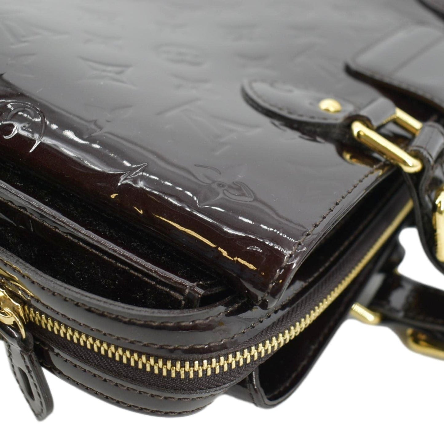 LOUIS VUITTON Melrose Avenue Monogram Vernis Leather Satchel Bag Amarante