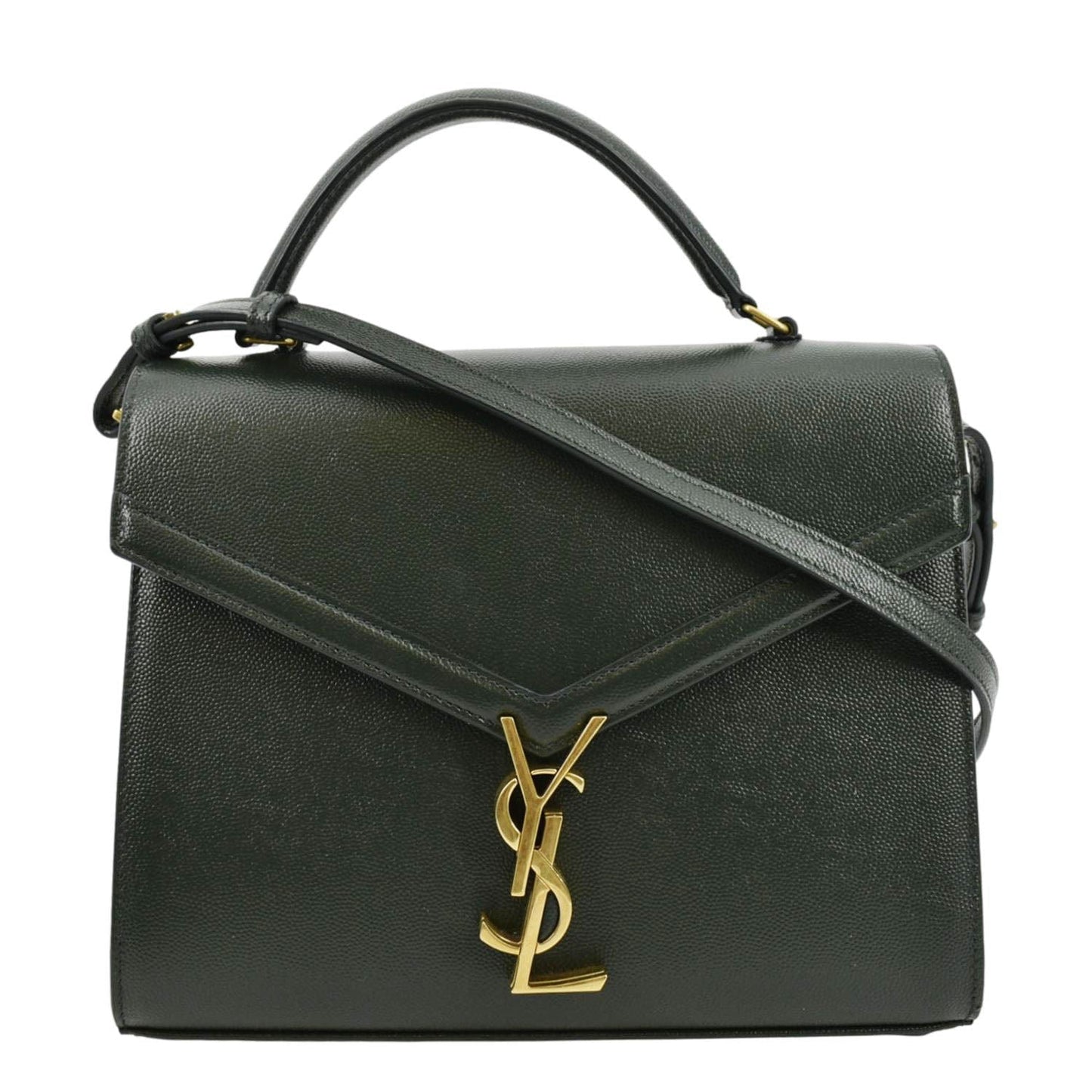 SAINT LAURENT Cassandra Top Handle Leather Shoulder Bag Green