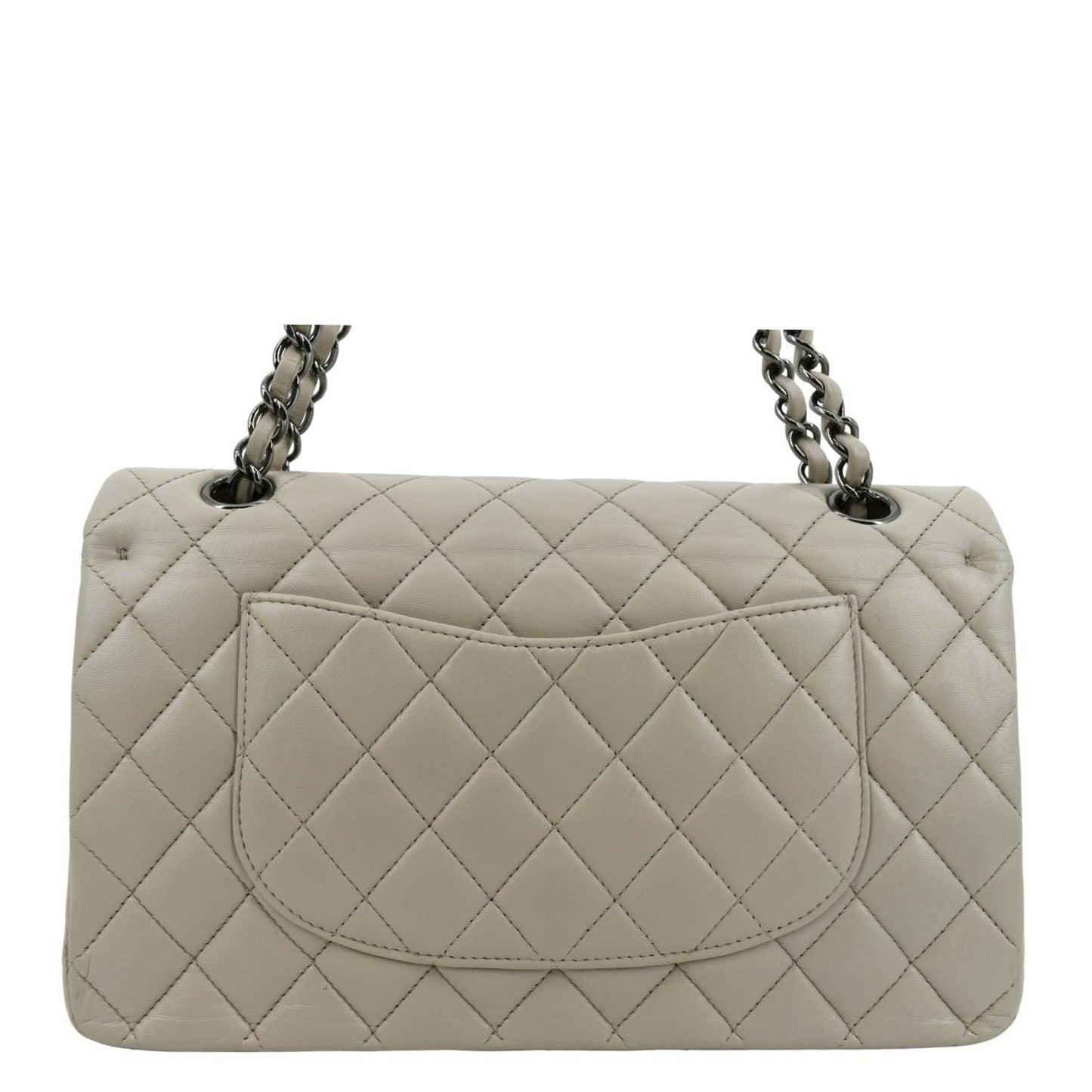 Chanel Classic Medium Double Flap Quilted Leather Shoulder Bag Ivory