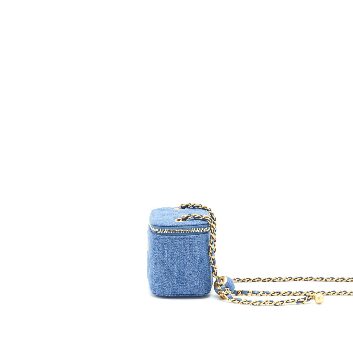 Chanel 22C Pearl Crush mini Vanity with Chain Denim