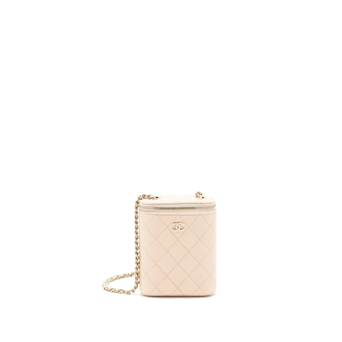 Chanel 22C Light Beige Caviar Vertical Vanity With Chain L