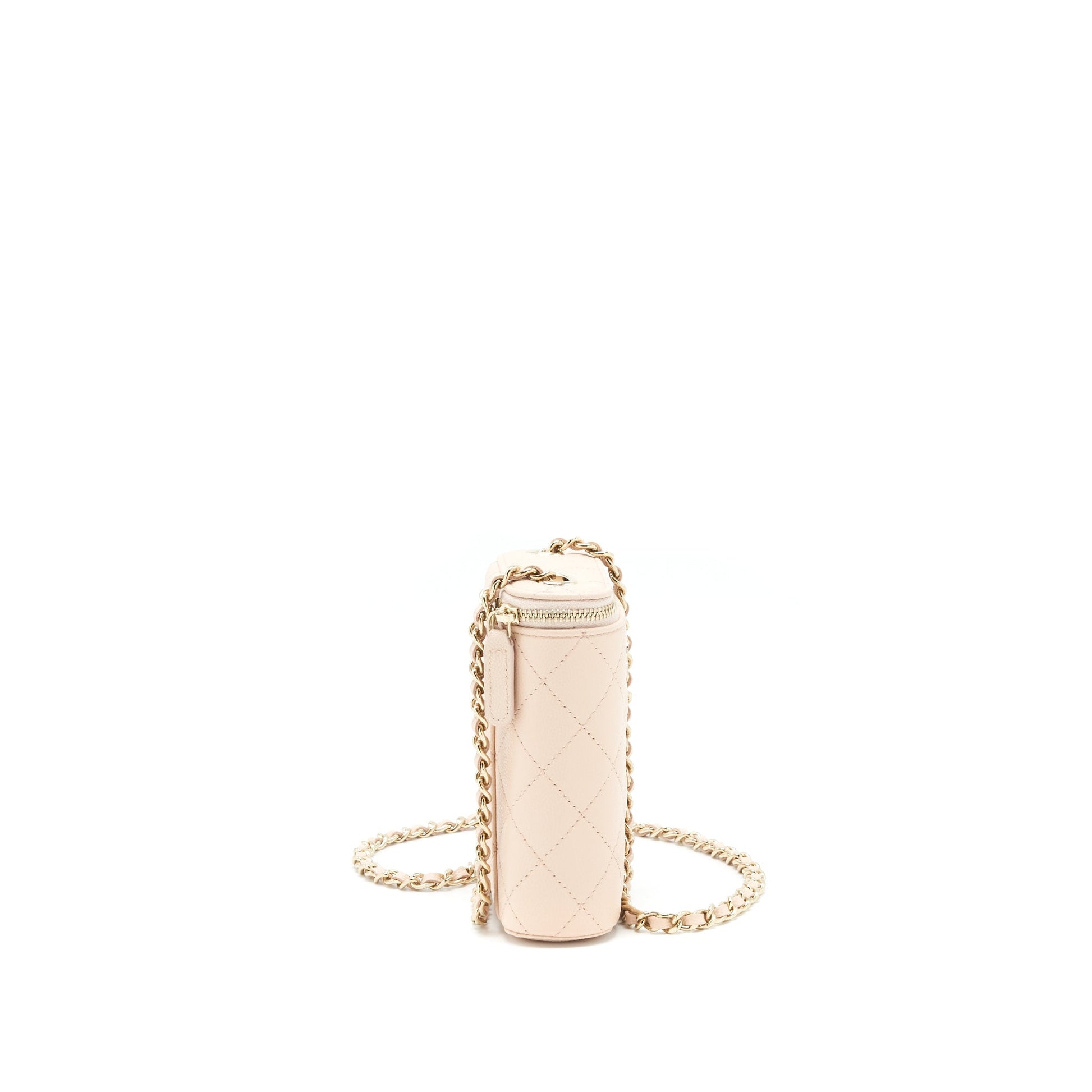 Chanel 22C Light Beige Caviar Vertical Vanity With Chain L