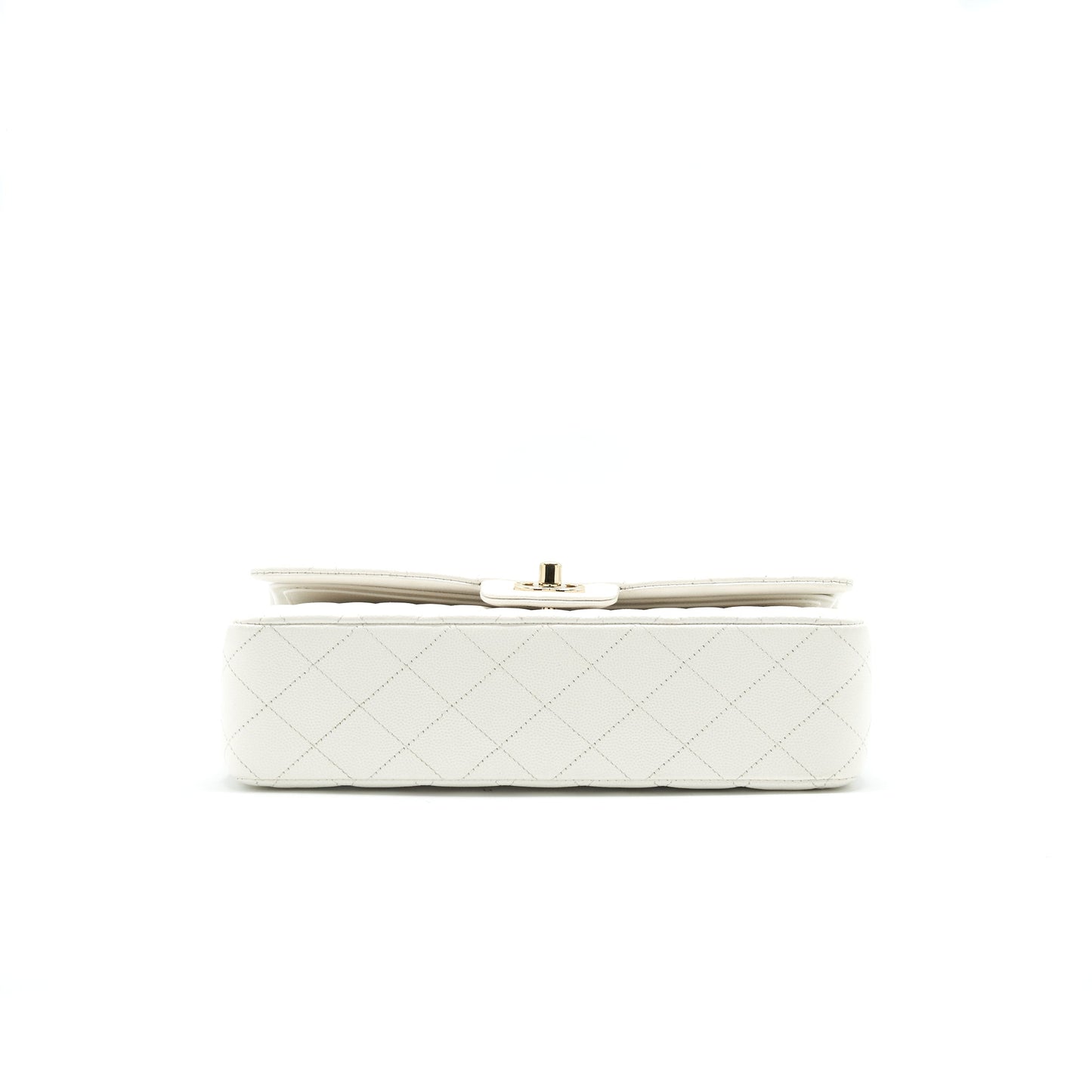 Chanel Medium Classic Double flap Bag Caviar White with L