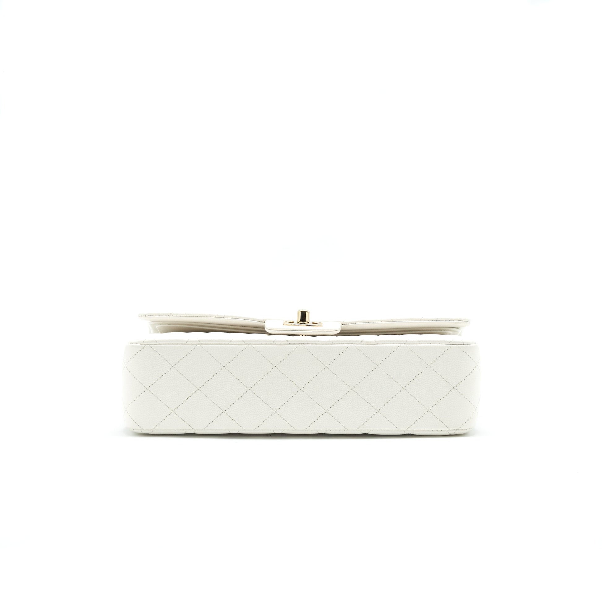 Chanel Medium Classic Double flap Bag Caviar White with L