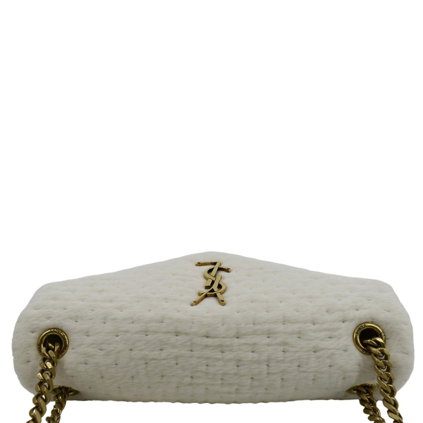 SAINT LAURENT Calypso Organza Leather Crossbody Bag White