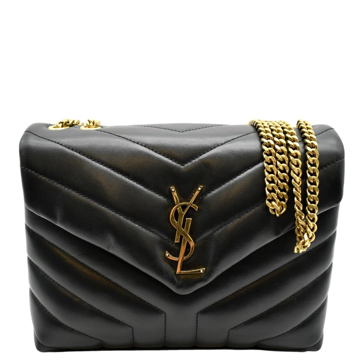SAINT LAURENT Loulou Small Matelasse Leather Chain Shoulder Bag Black