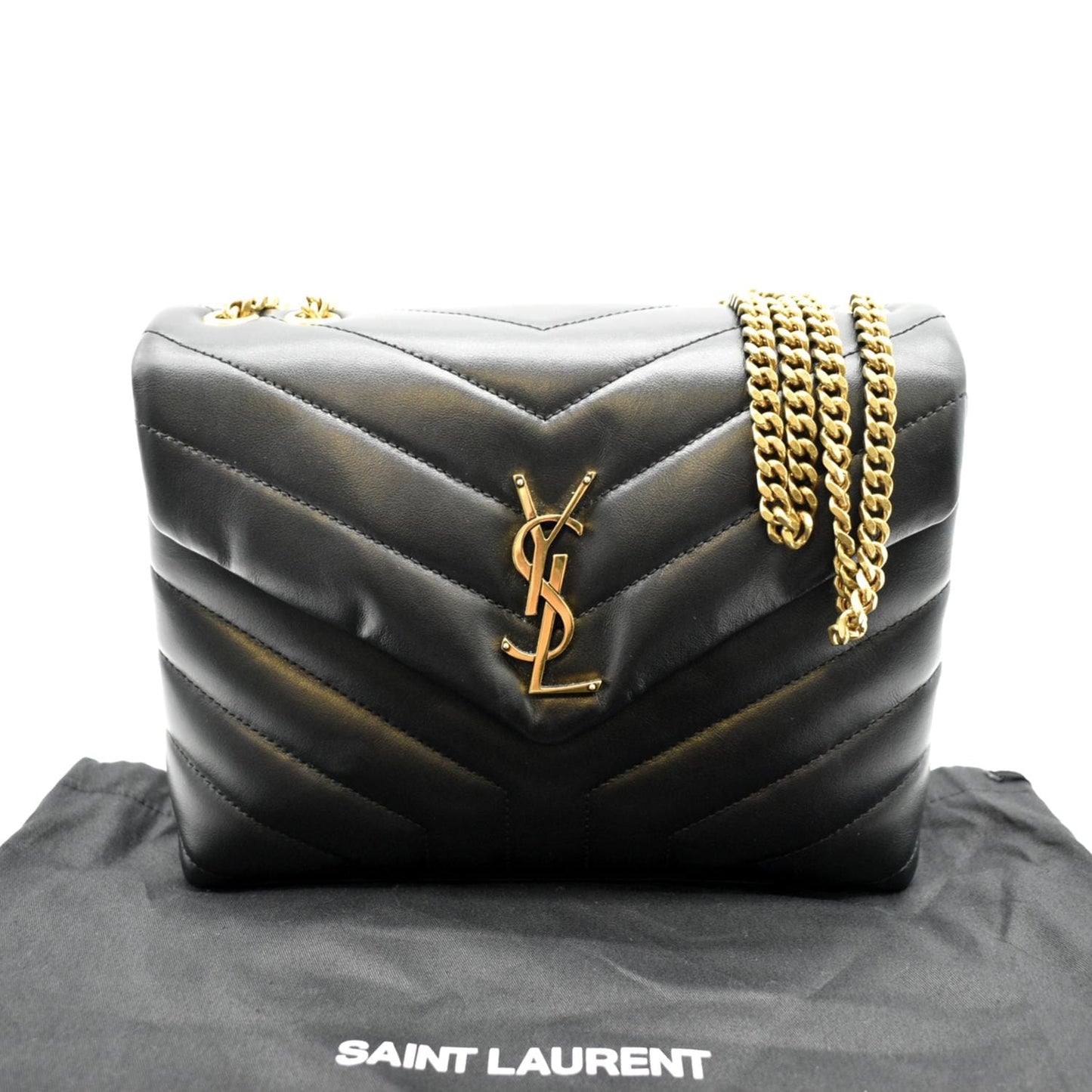 SAINT LAURENT Loulou Small Matelasse Leather Chain Shoulder Bag Black