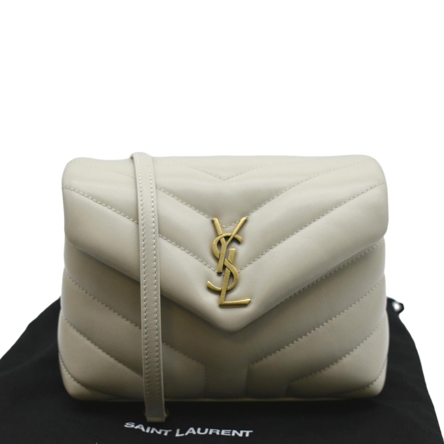 SAINT LAURENT Toy Loulou Matelasse Leather Crossbody Bag Ivory