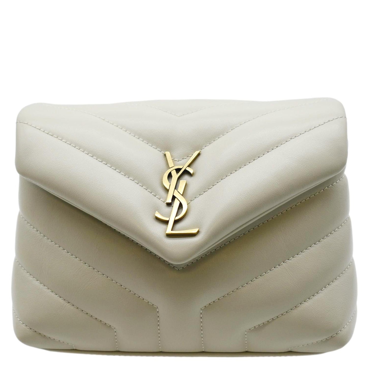 SAINT LAURENT Toy Loulou Matelasse Leather Crossbody Bag Ivory