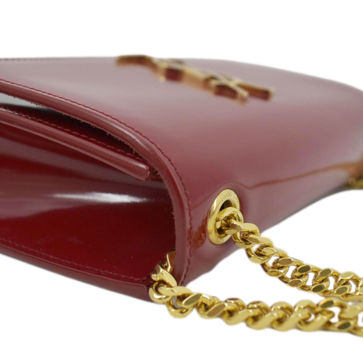 SAINT LAURENT Kate Leather Chain Clutch Crossbody Bag Red