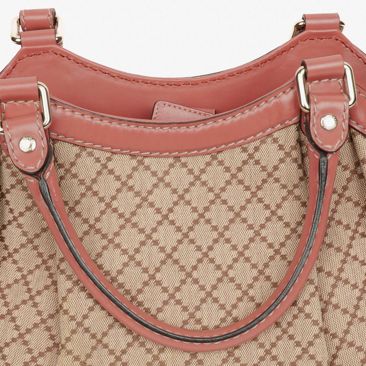 Gucci Beige/Pink Diamante Canvas Sukey Shoulder Hobo Bag