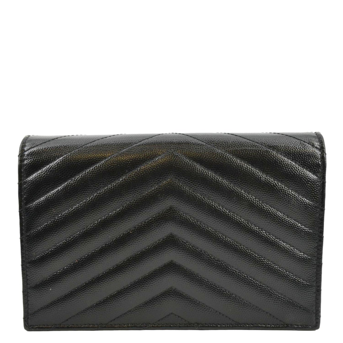 SAINT LAURENT Envelope Chain Leather Crossbody Bag Black