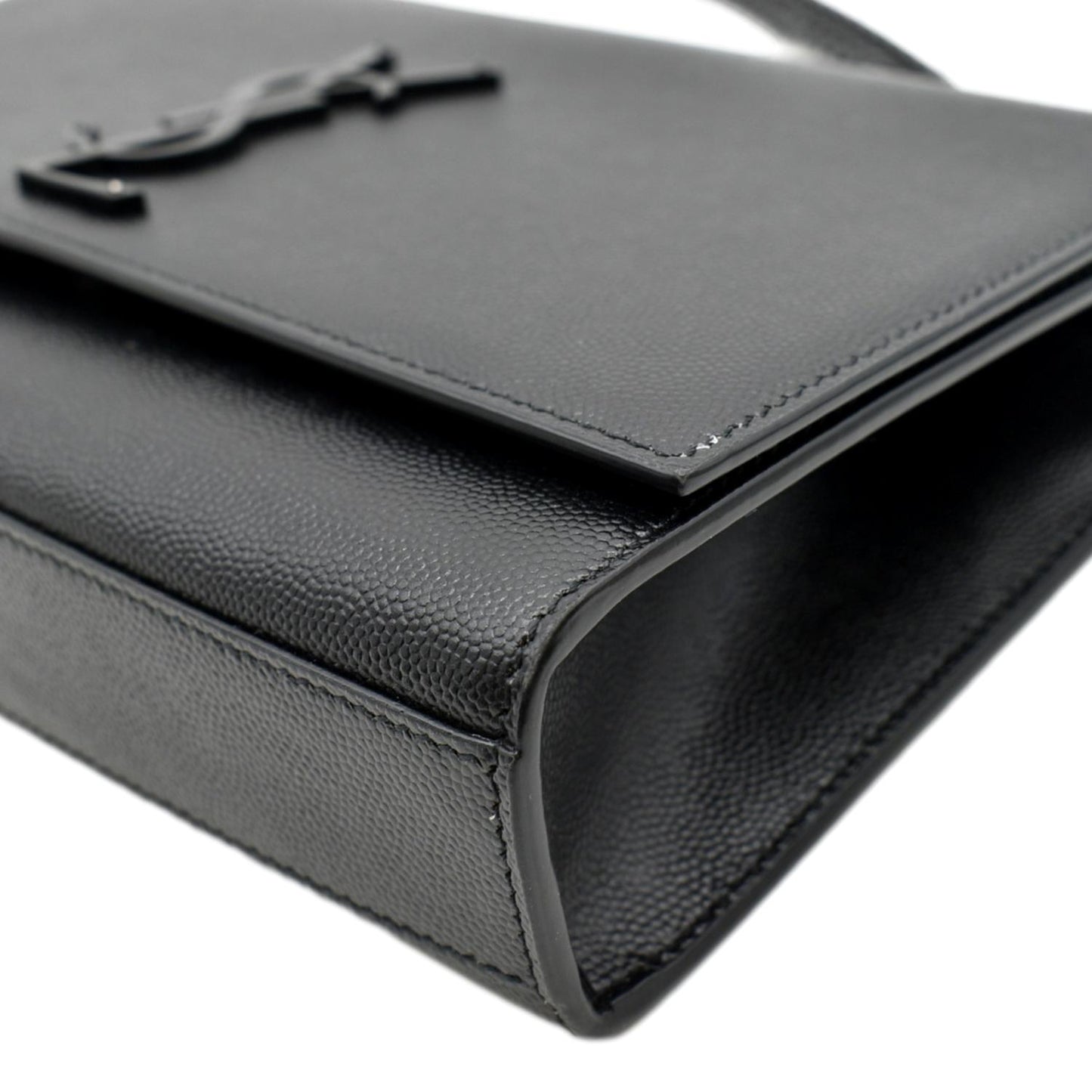 SAINT LAURENT Kate Leather Chain Clutch Crossbody Bag Black