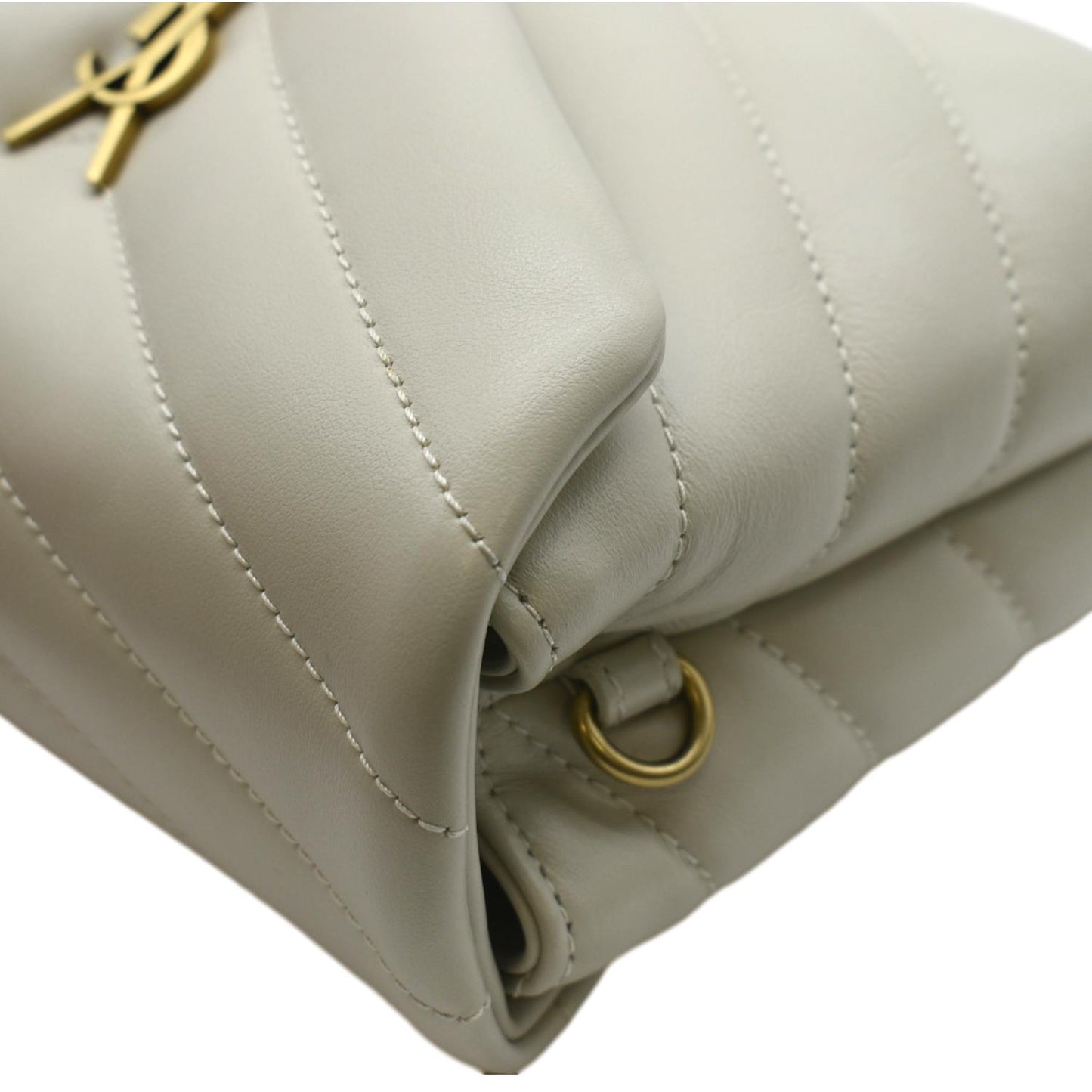 SAINT LAURENT Toy Loulou Matelasse Leather Crossbody Bag Ivory