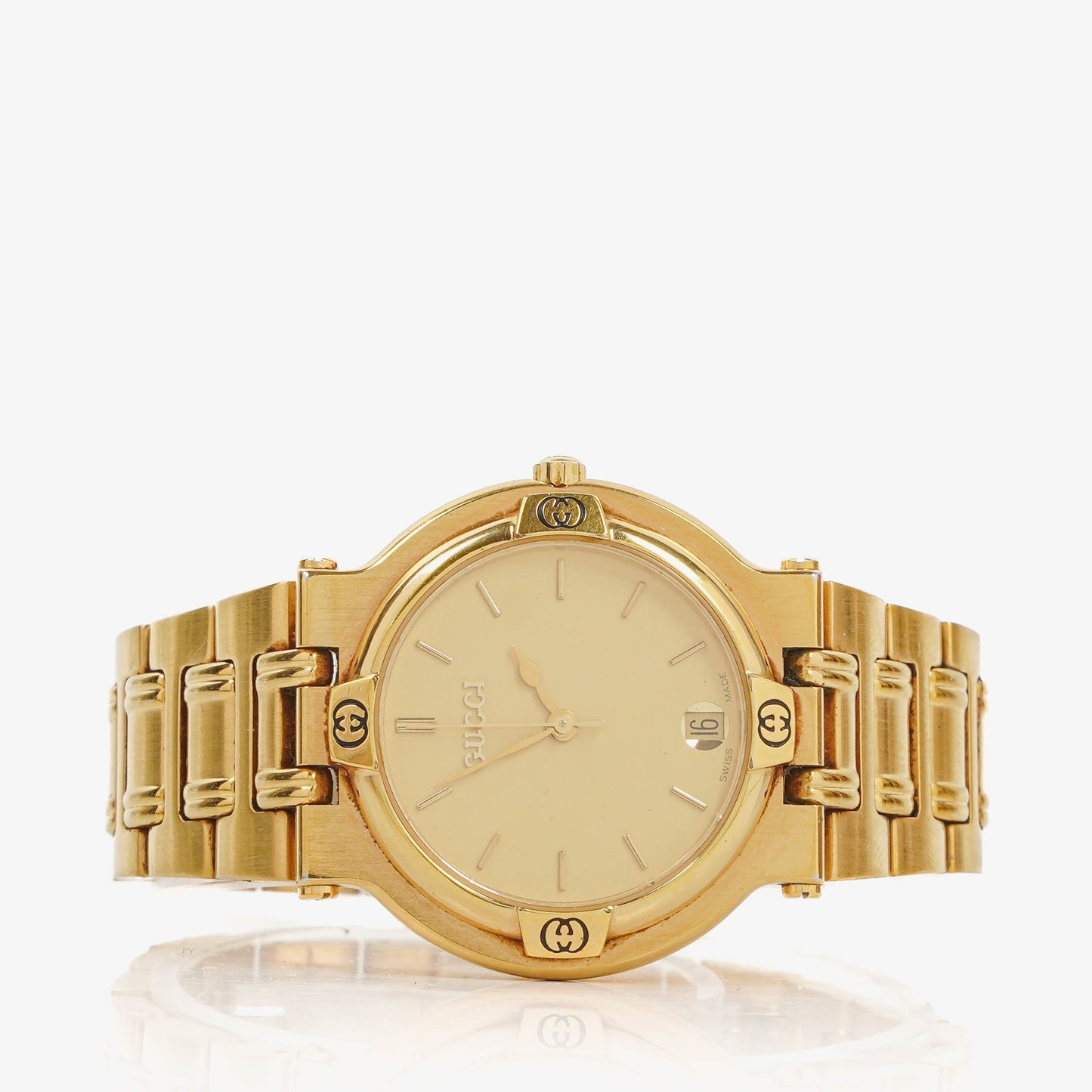 Gucci 9200M Round Gold-Tone Stainless Steel