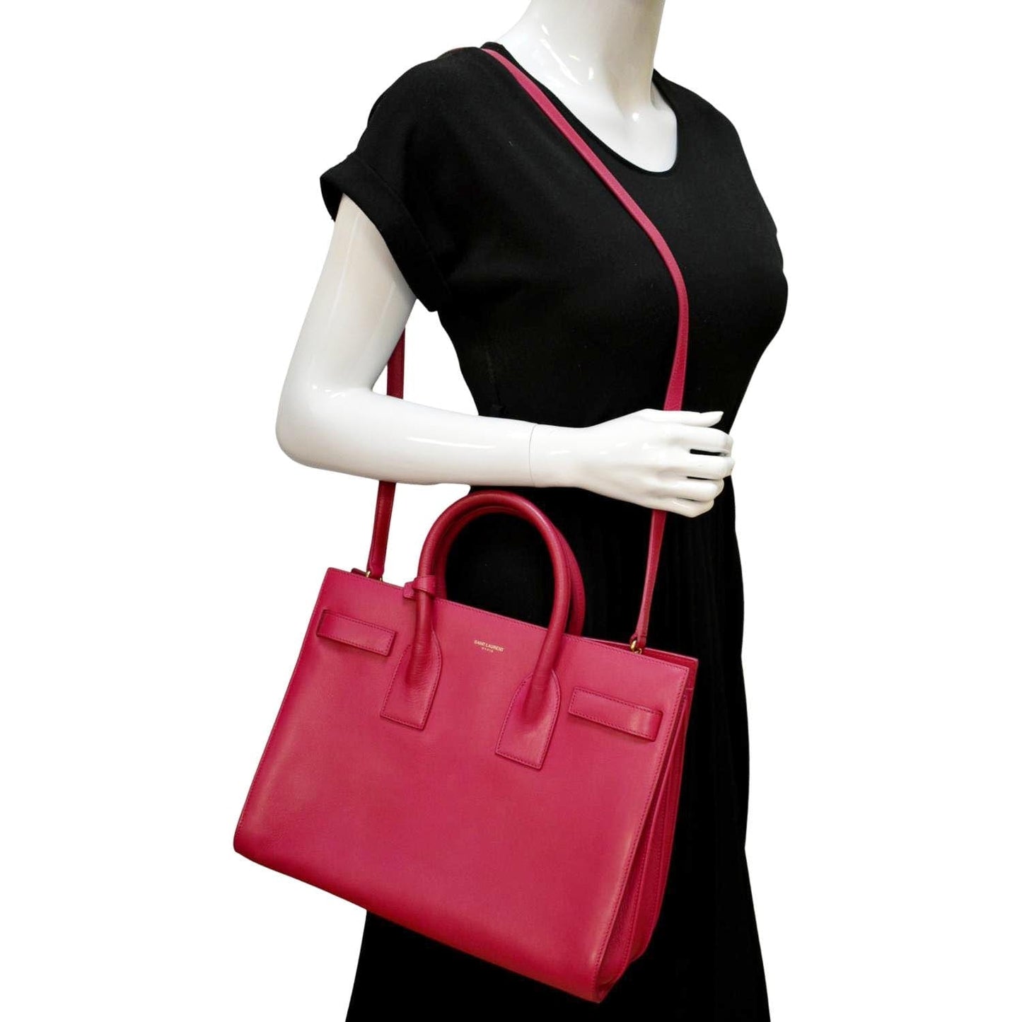 SAINT LAURENT Sac de Jour Leather Satchel Shoulder Bag Pink