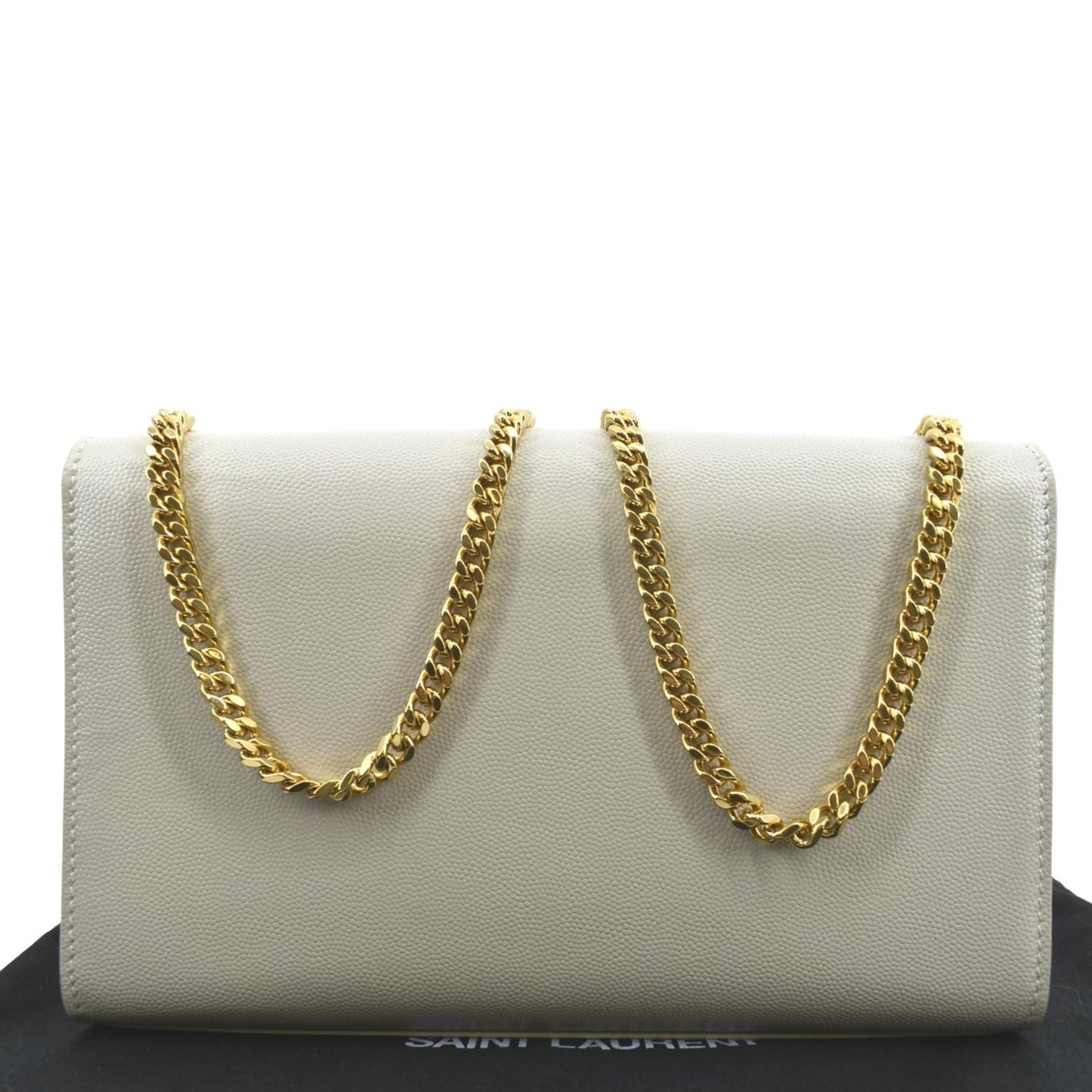 SAINT LAURENT Kate Grain De Poudre Leather Shoulder Bag Ivory