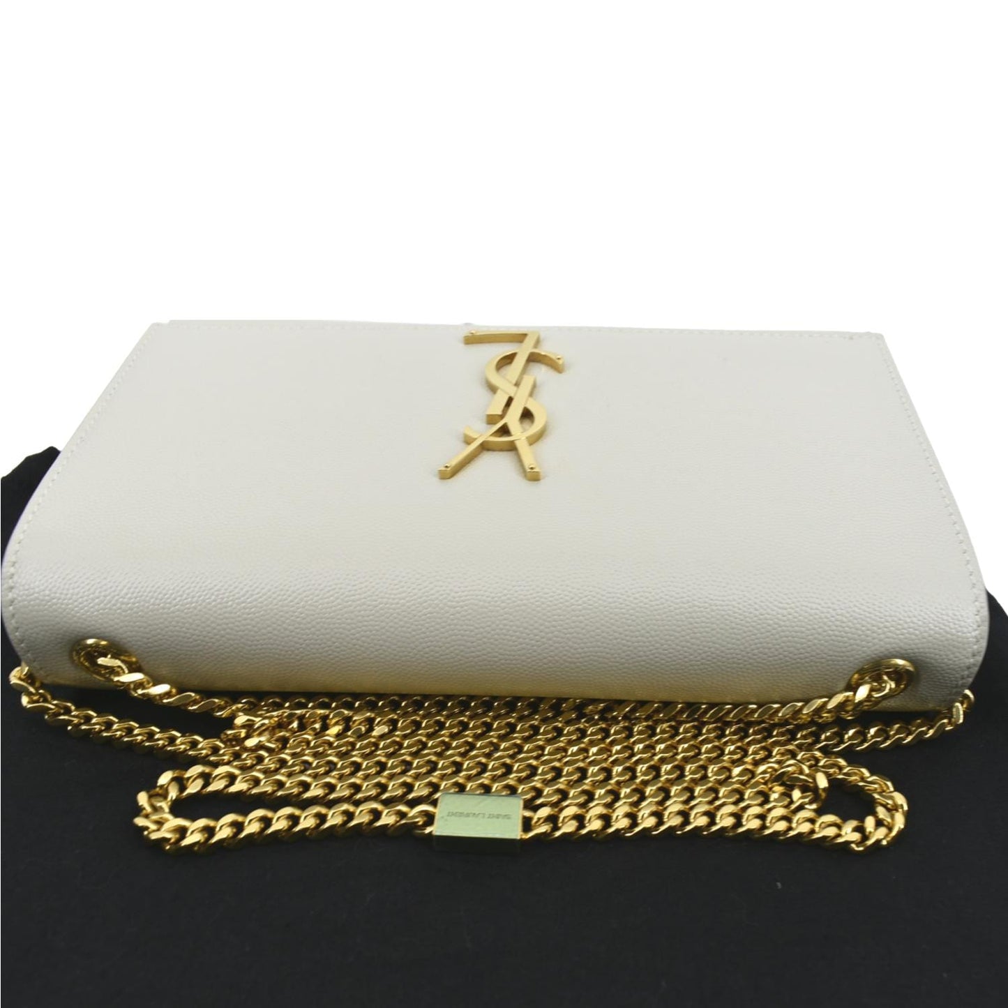 SAINT LAURENT Kate Grain De Poudre Leather Shoulder Bag Ivory