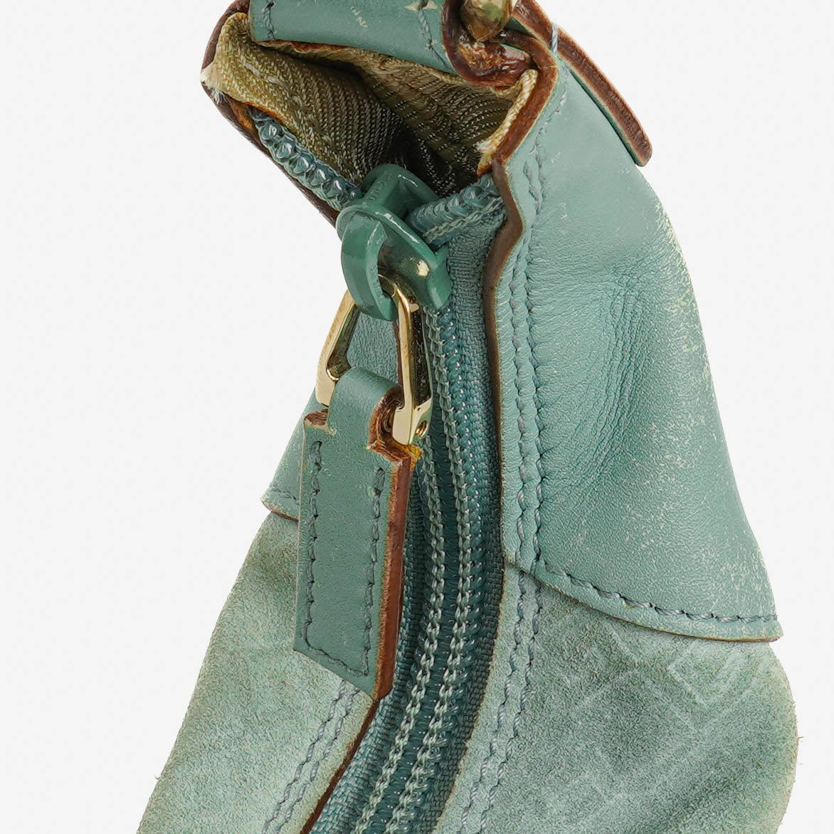 Gucci Suede And Leather Braided Handle Ring Hobo Bag