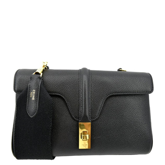 CELINE Teen 16 Calfskin Leather Crossbody Bag Black