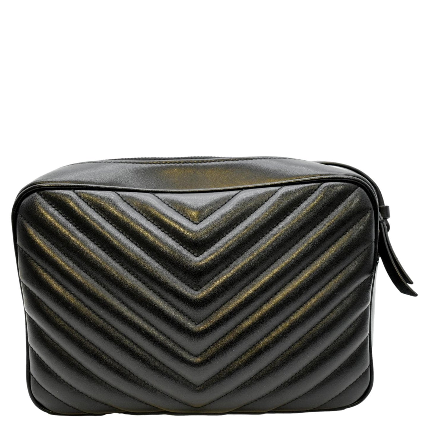 SAINT LAURENT Lou Chevron Leather Camera Crossbody Bag Black