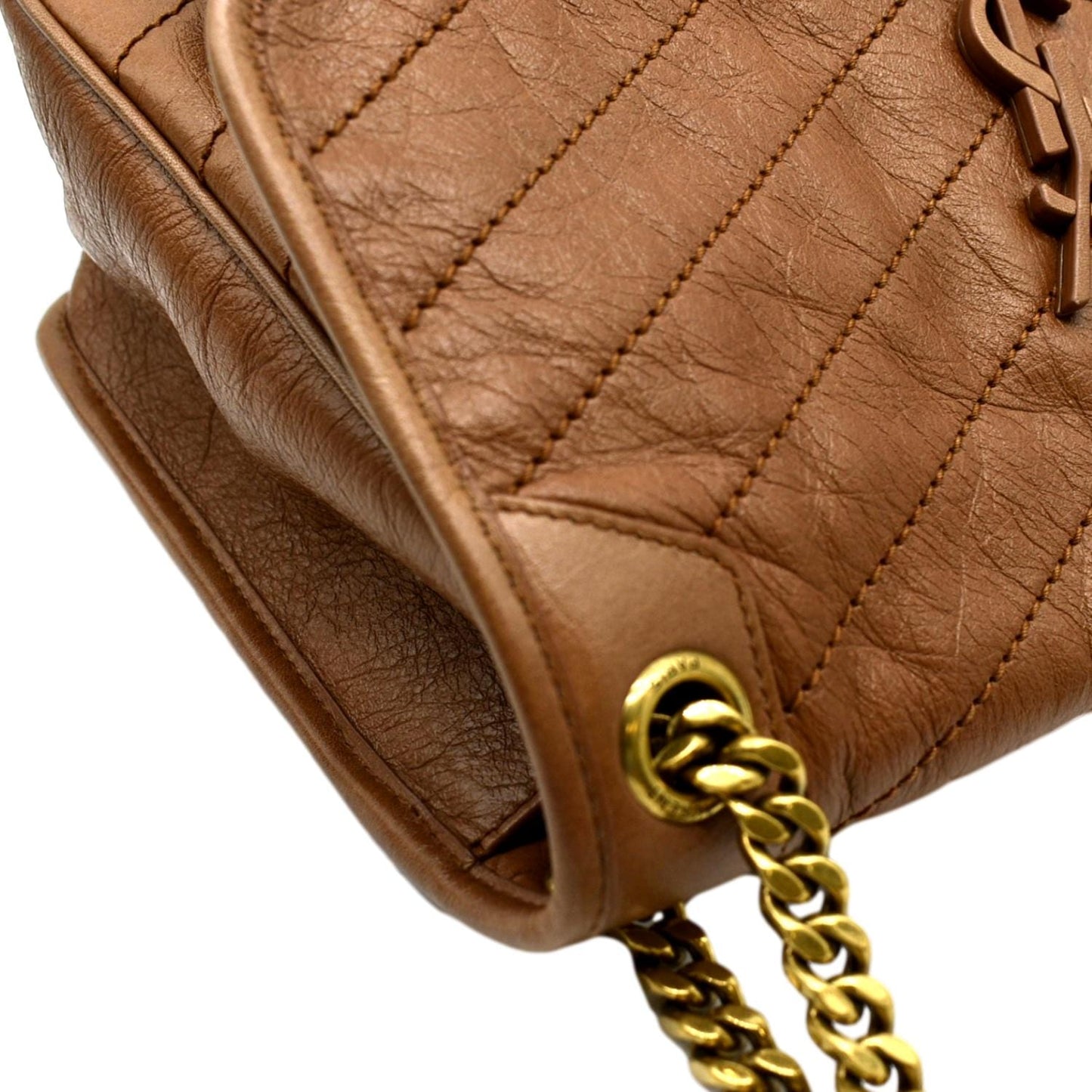 SAINT LAURENT Niki Medium Leather Crossbody Bag Dark Brown