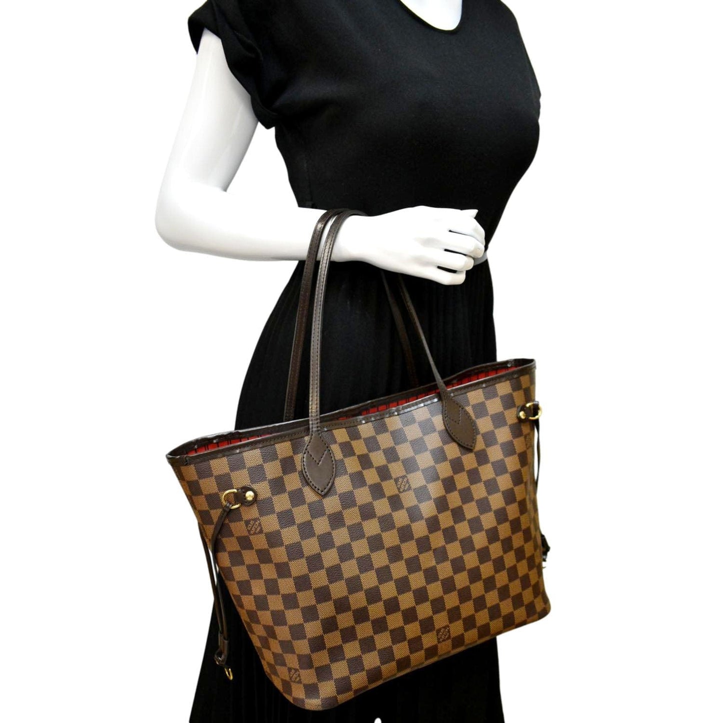 Louis Vuitton Neverfull MM Damier Ebene Tote Bag Brown
