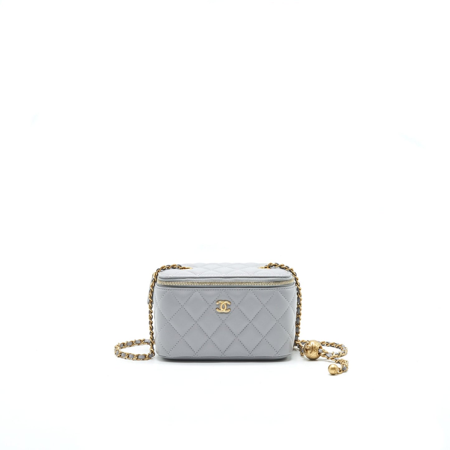 Chanel 21B Pearl Crush Long Vanity with Chain Light Grey