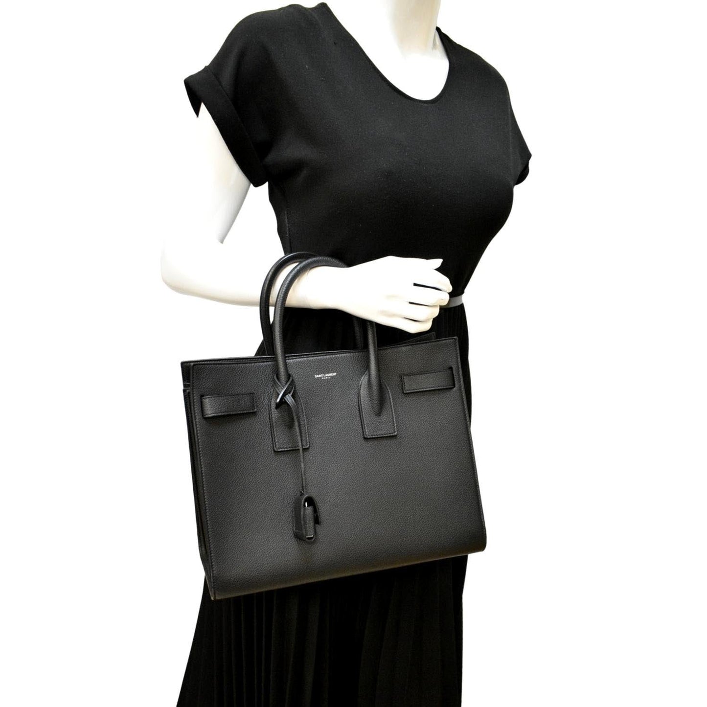 SAINT LAURENT Sac de Jour Leather Satchel Shoulder Bag Black