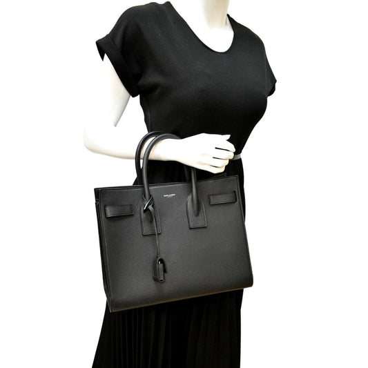 SAINT LAURENT Sac de Jour Leather Satchel Shoulder Bag Black