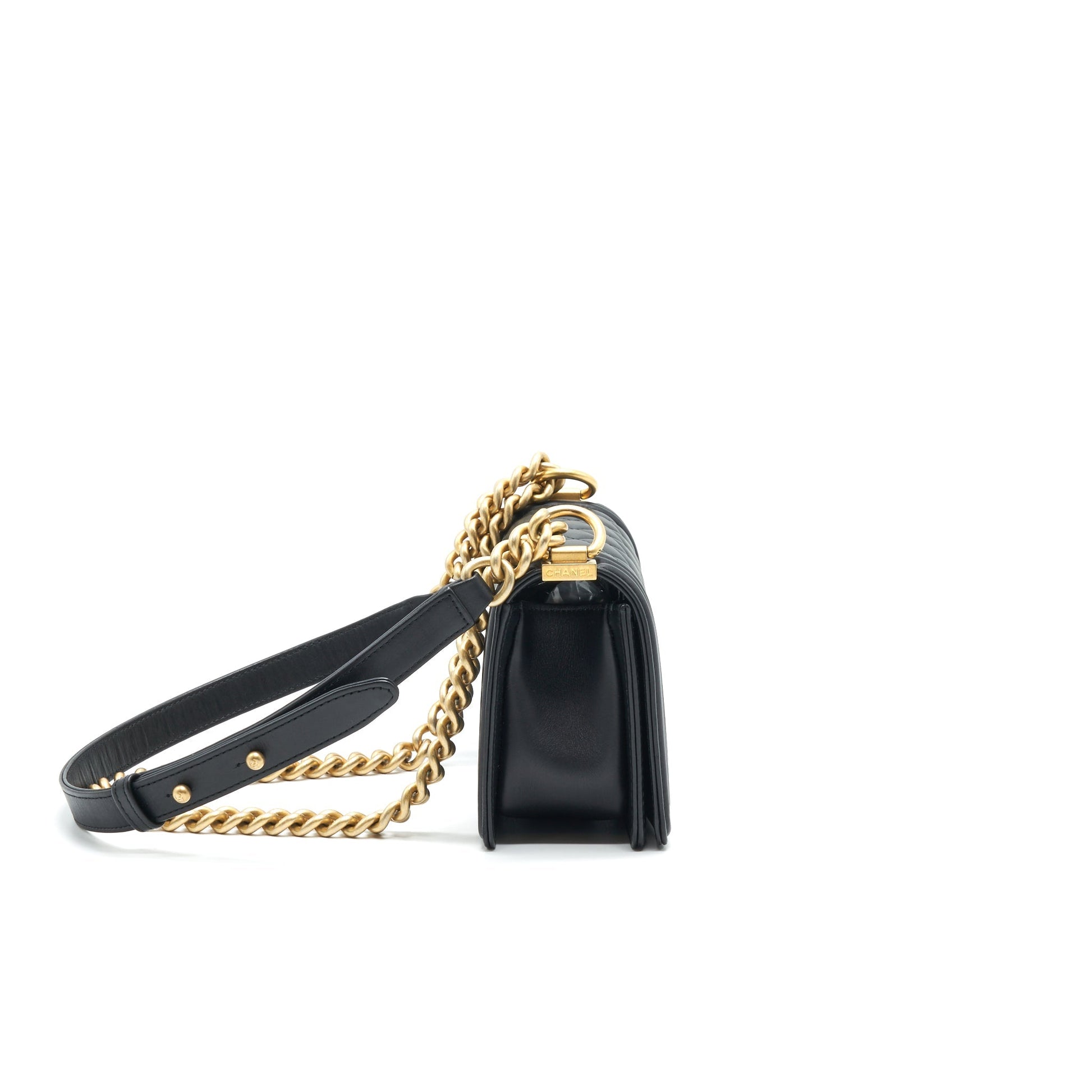 Chanel small boy Bag Calfskin Black with serial27