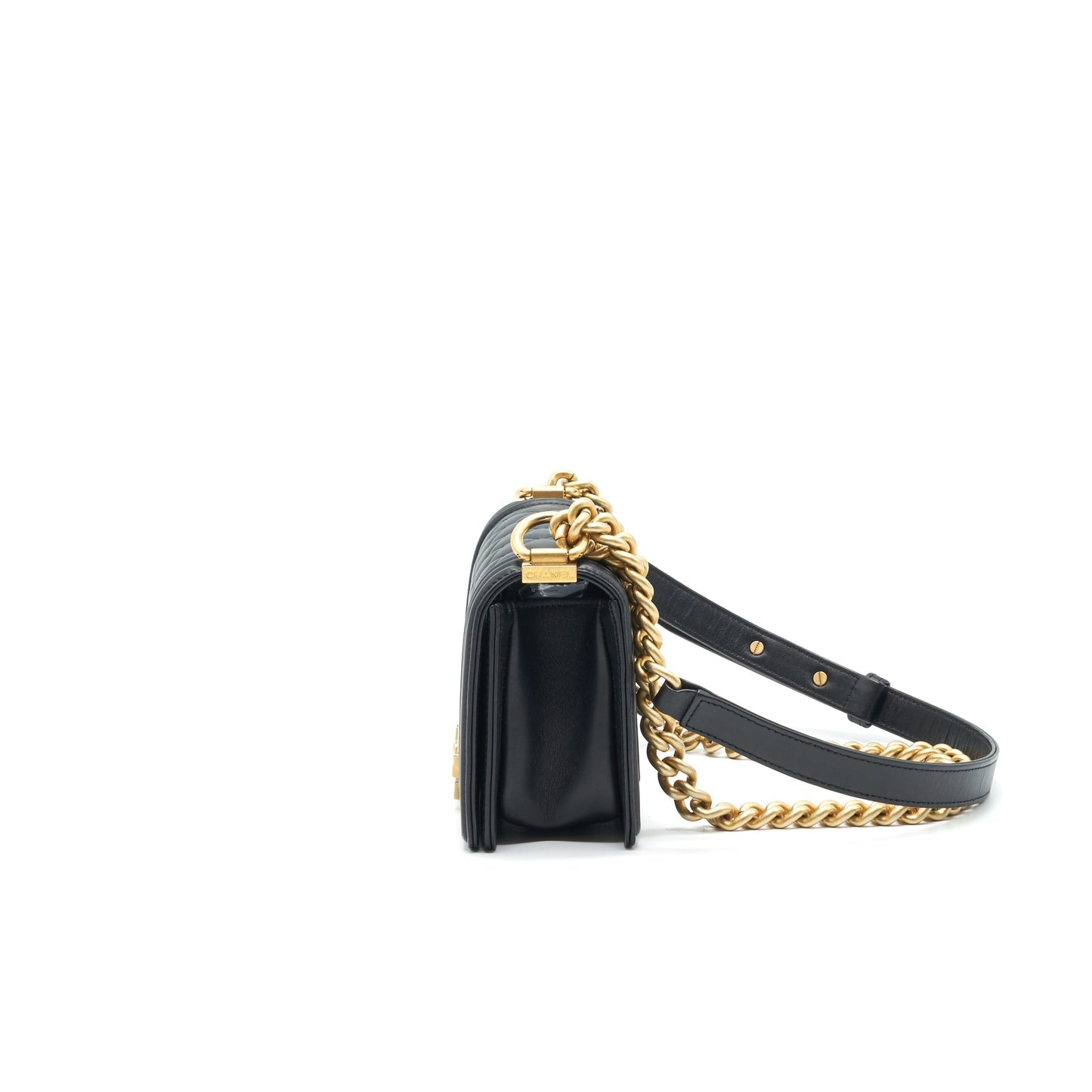 Chanel small boy Bag Calfskin Black with serial27