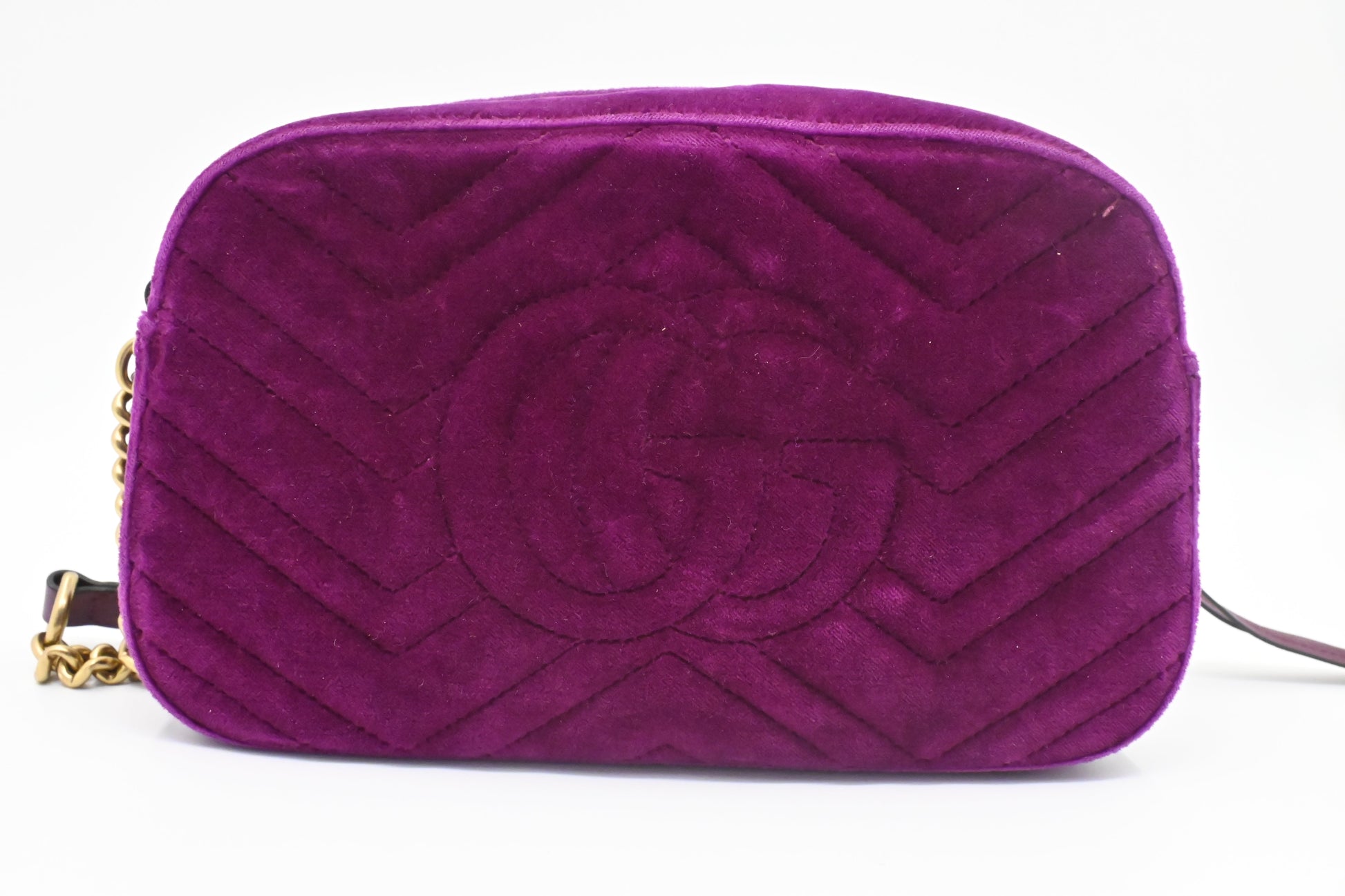Gucci Marmont Shoulder Bag in Purple Matelasse Velvet
