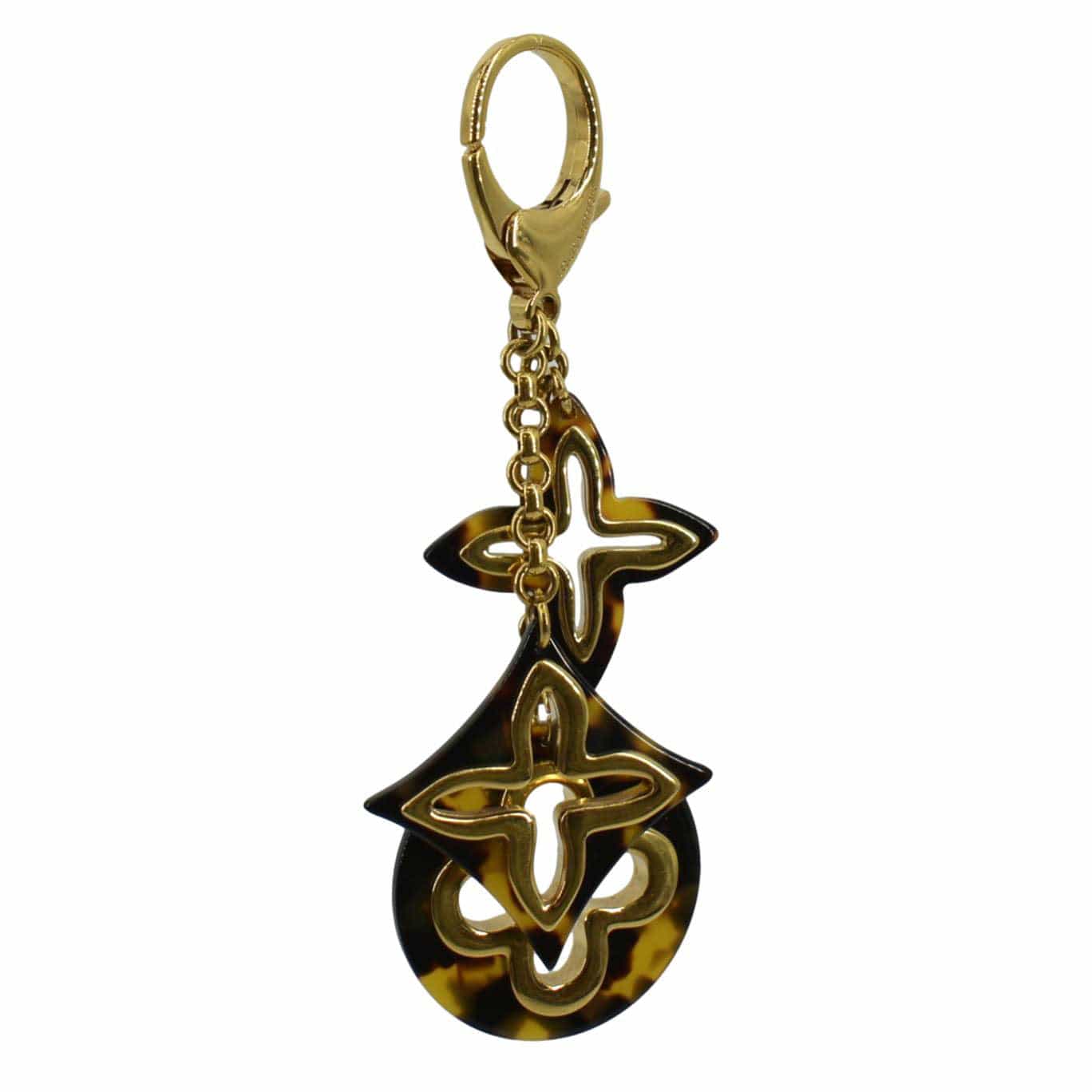 LOUIS VUITTON Tortoise Resin Insolence Monogram Bag Charm Gold