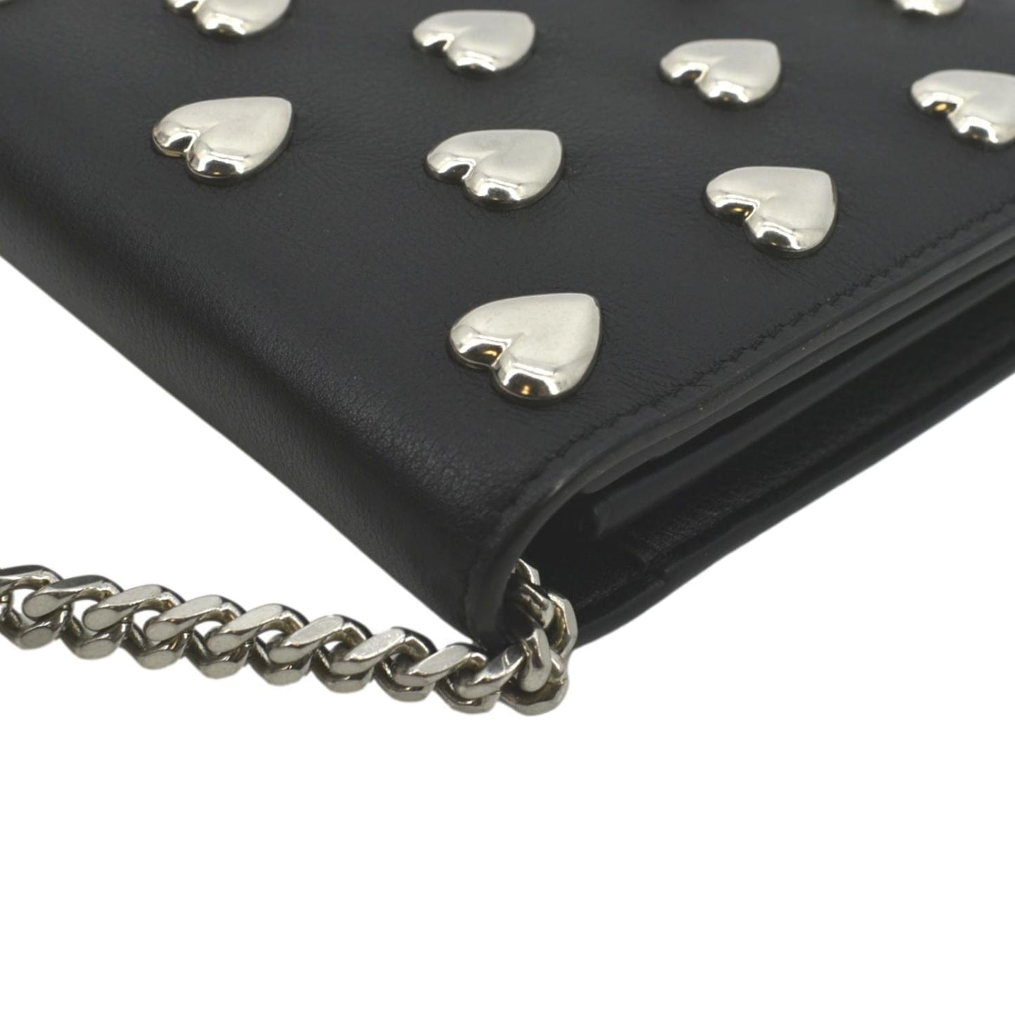 SAINT LAURENT Kate Heart Studded Leather Shoulder Bag Black