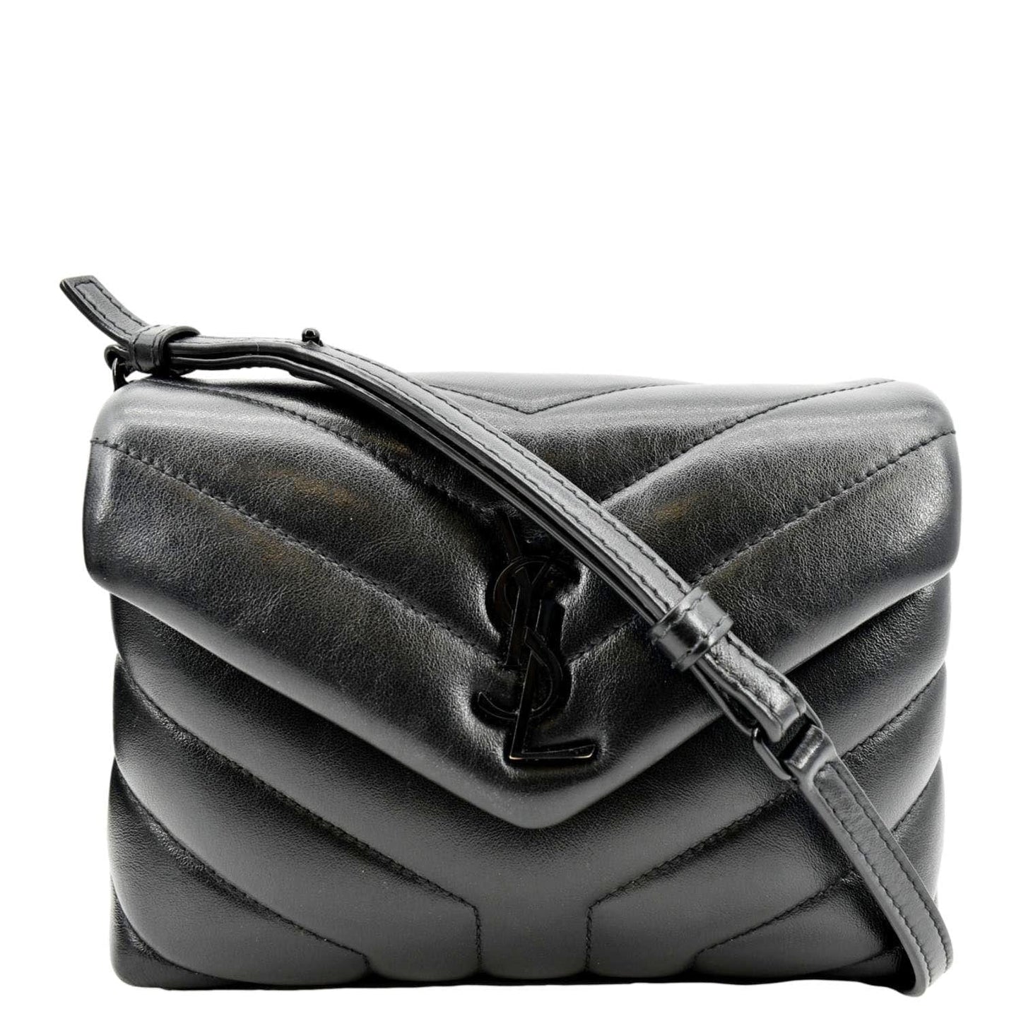 SAINT LAURENT Loulou Toy Matelasse Leather Crossbody Bag Black