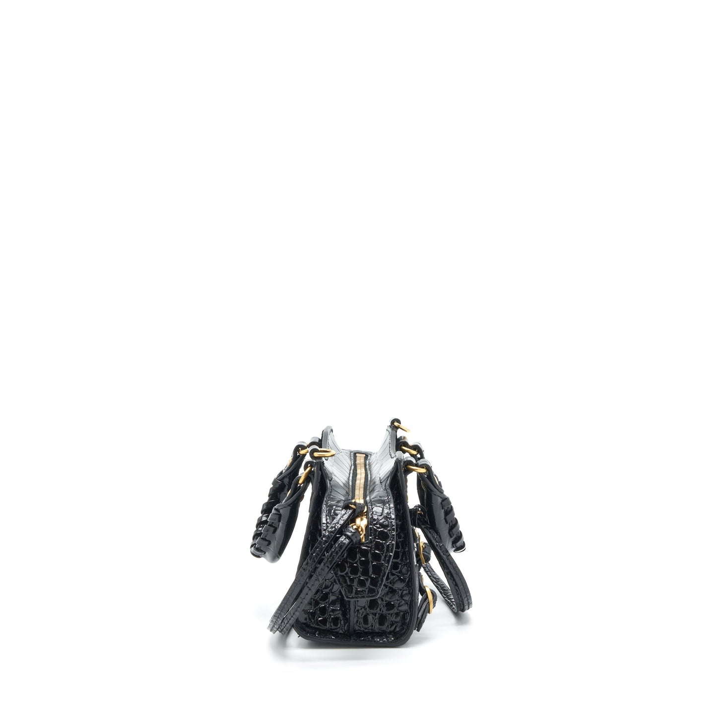 Balenciaga Nano Neo Classic City Purse Crocodile-Embossed Calfskin Black