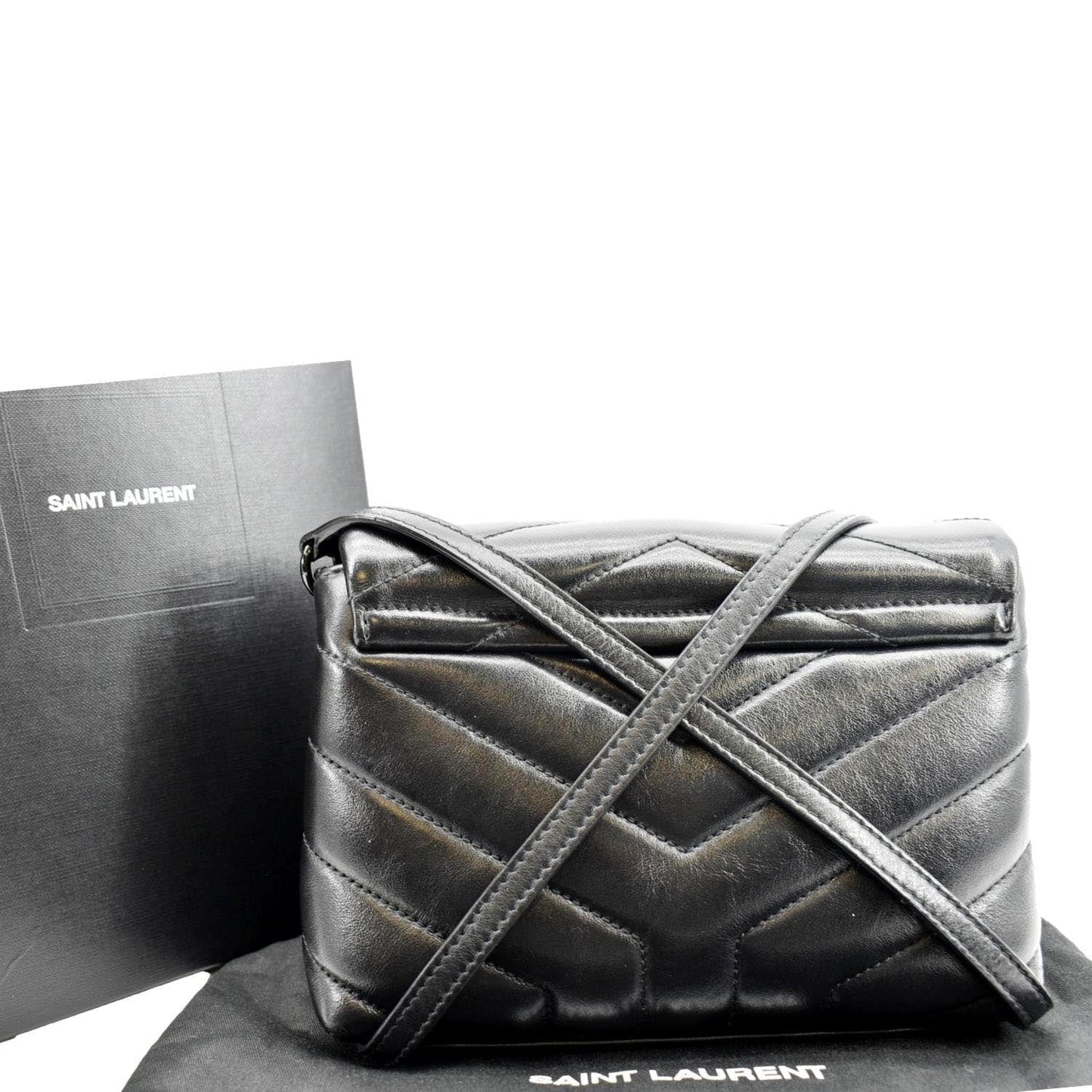 SAINT LAURENT Loulou Toy Matelasse Leather Crossbody Bag Black