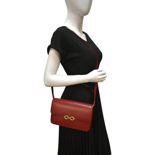 SAINT LAURENT Le Maillon Smooth Leather Shoulder Bag Red