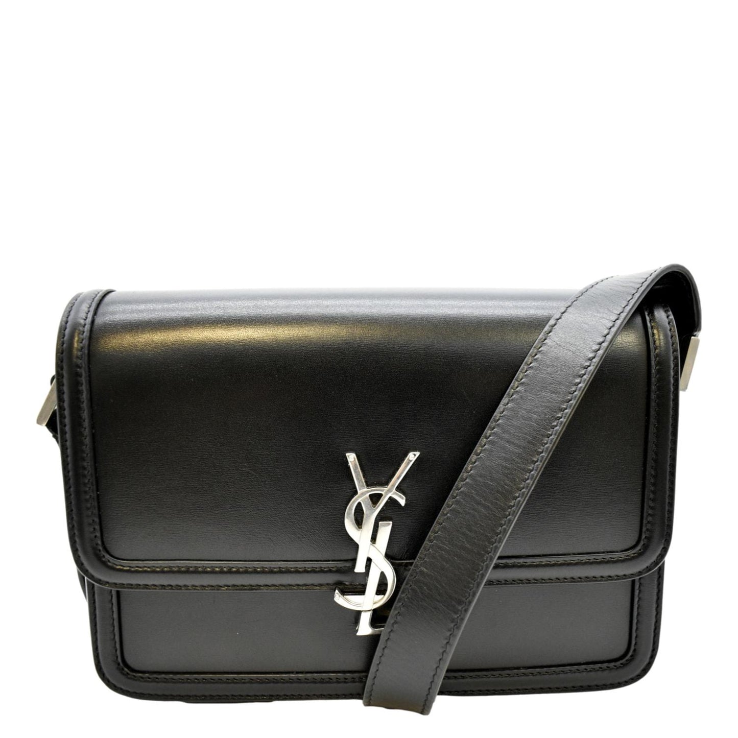 SAINT LAURENT Solferino Medium Leather Shoulder Bag Black