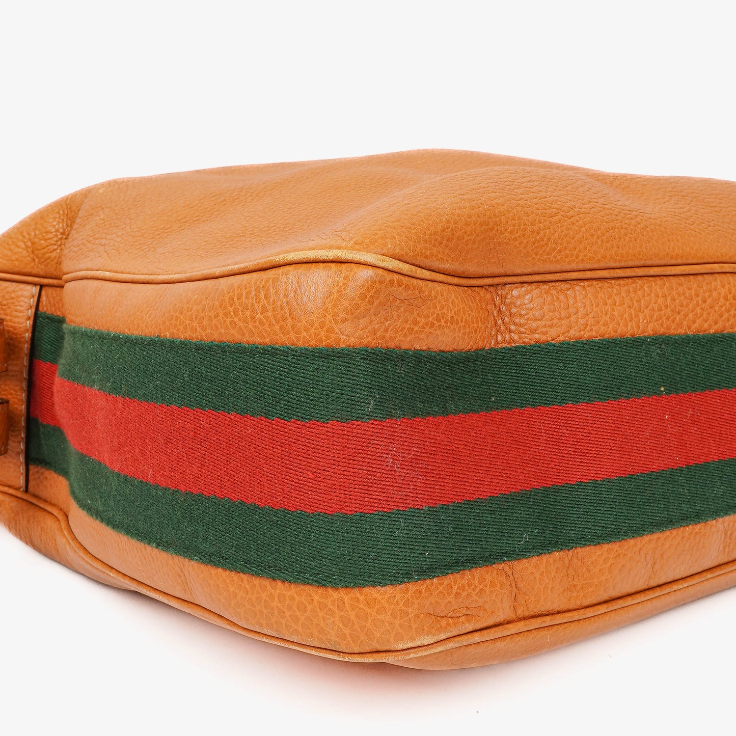 Gucci Web Striped Brown Lerahter Hobo Bag