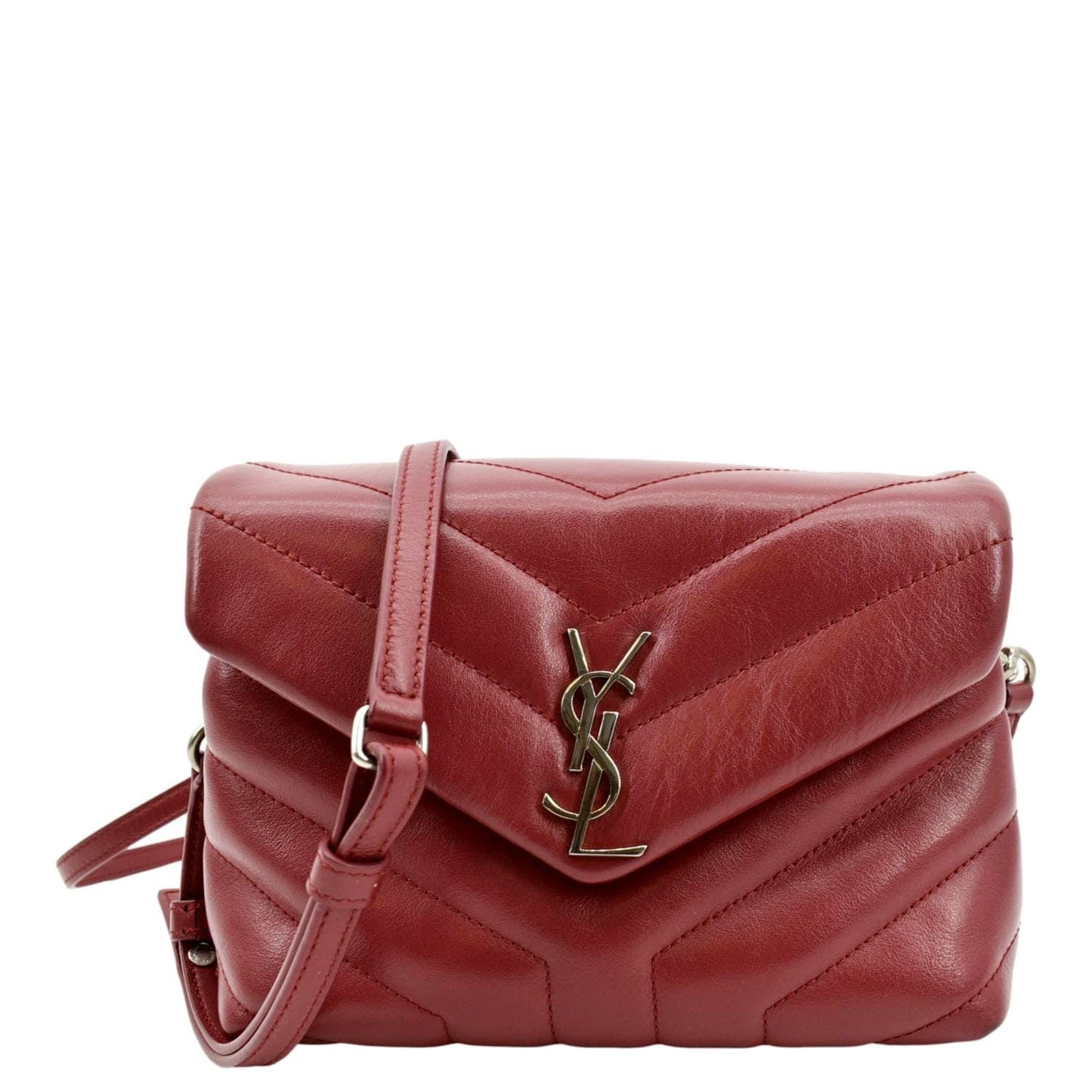SAINT LAURENT Loulou Toy Matelasse Leather Crossbody Bag Red