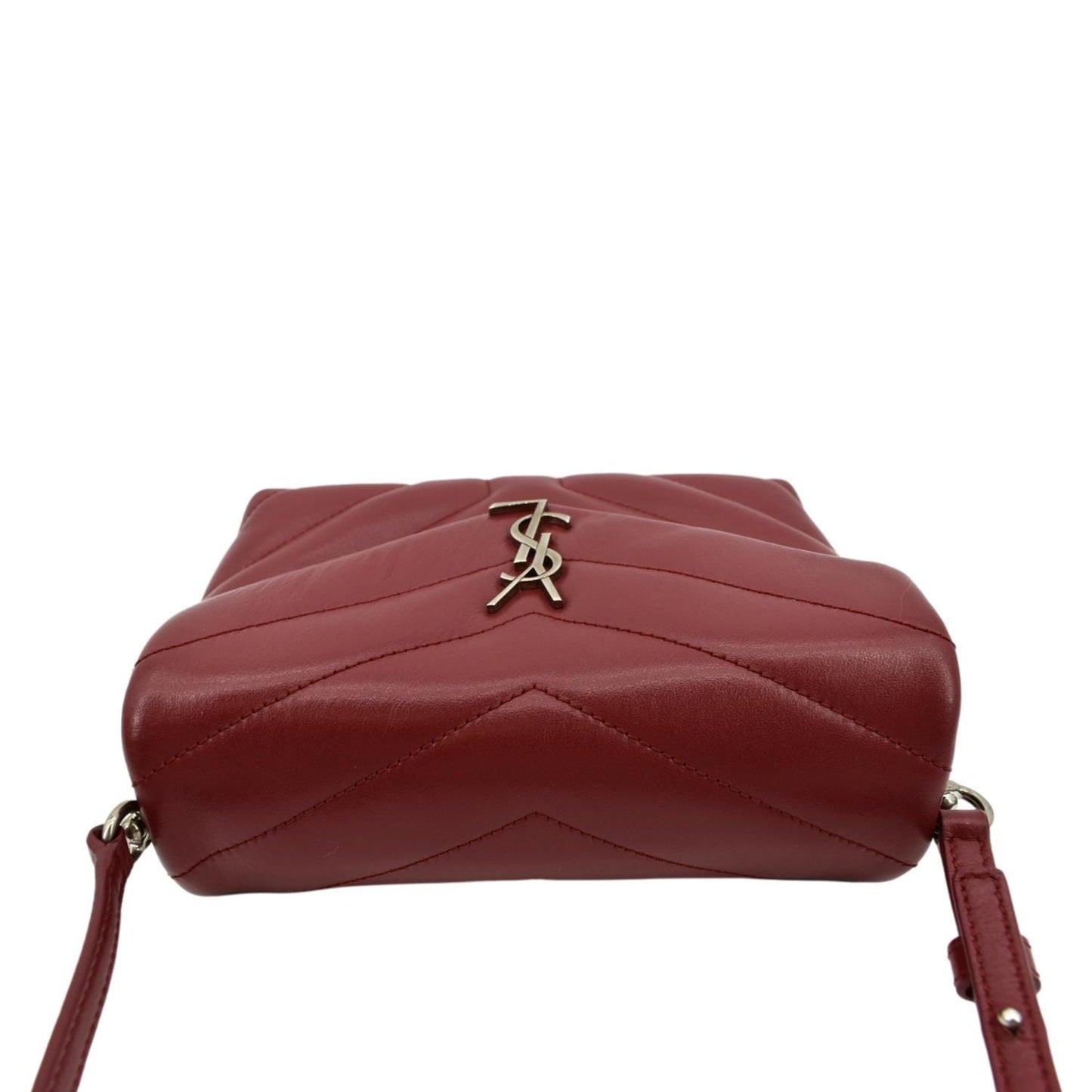 SAINT LAURENT Loulou Toy Matelasse Leather Crossbody Bag Red
