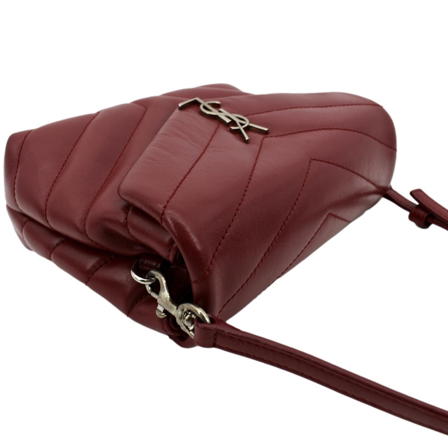 SAINT LAURENT Loulou Toy Matelasse Leather Crossbody Bag Red