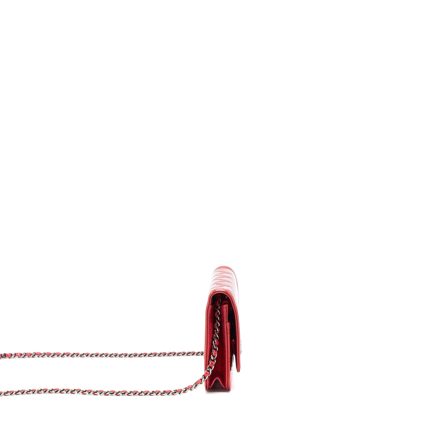 Chanel Boy Wallet On Chain Patent Metallic Red SHW