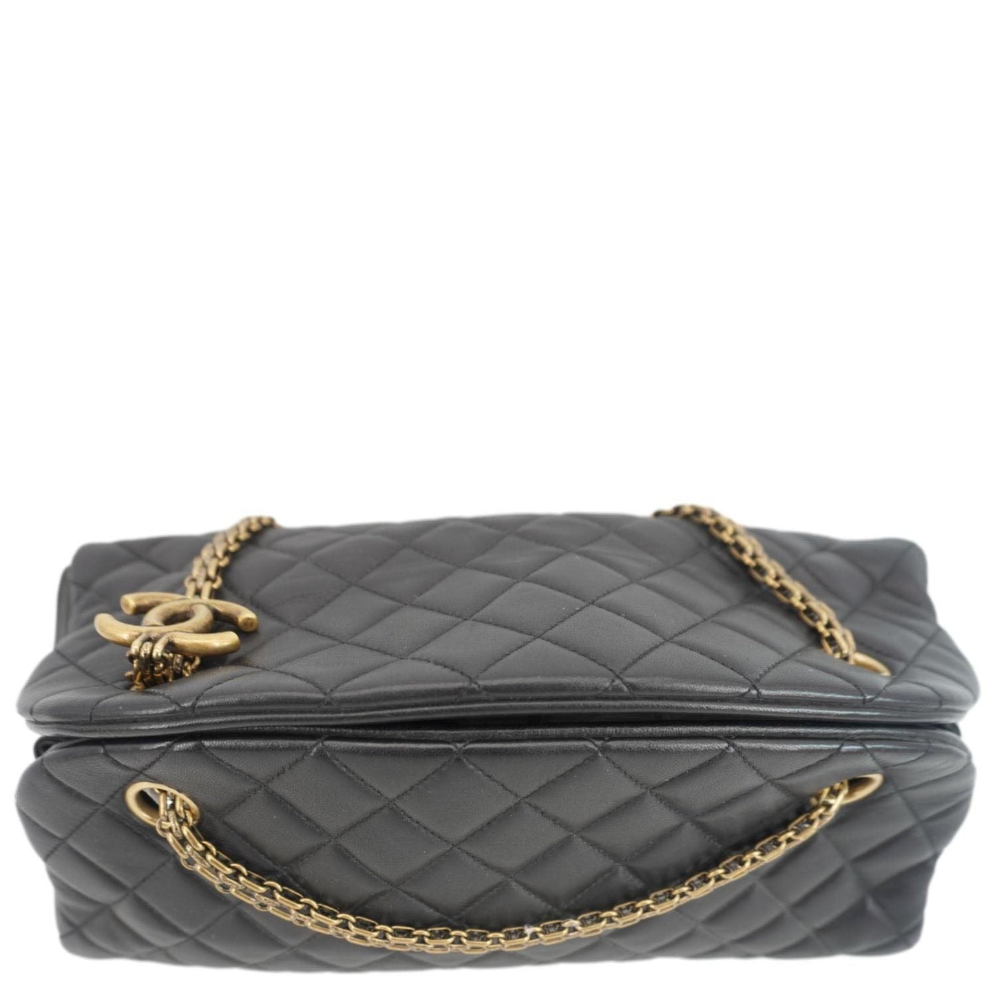 Chanel Just Mademoiselle Bowling Small Quilted Leather Shoulder Bag Black